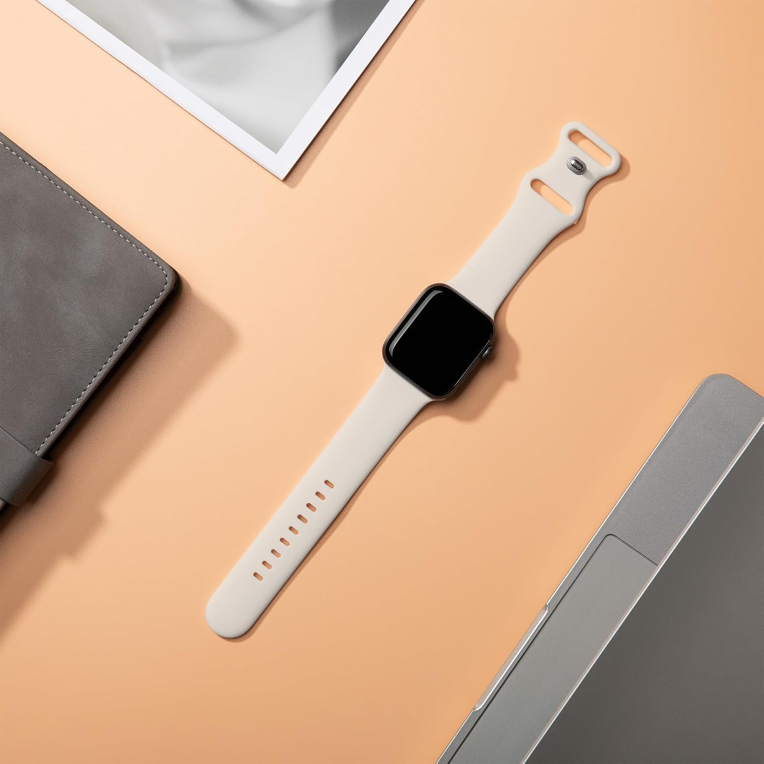 Soft Silicone Sport Band for Apple Watch 44mm 45mm 49mm – Unisex Starlight Strap