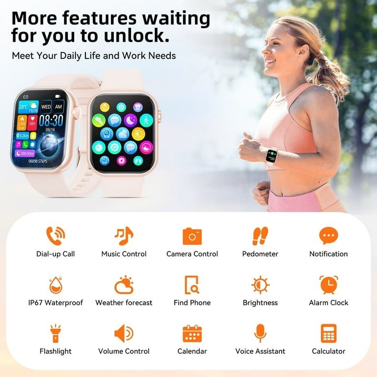 Mingdaln 1.85”HD Womens Smart watch, with Bluetooth for Android & Iphone