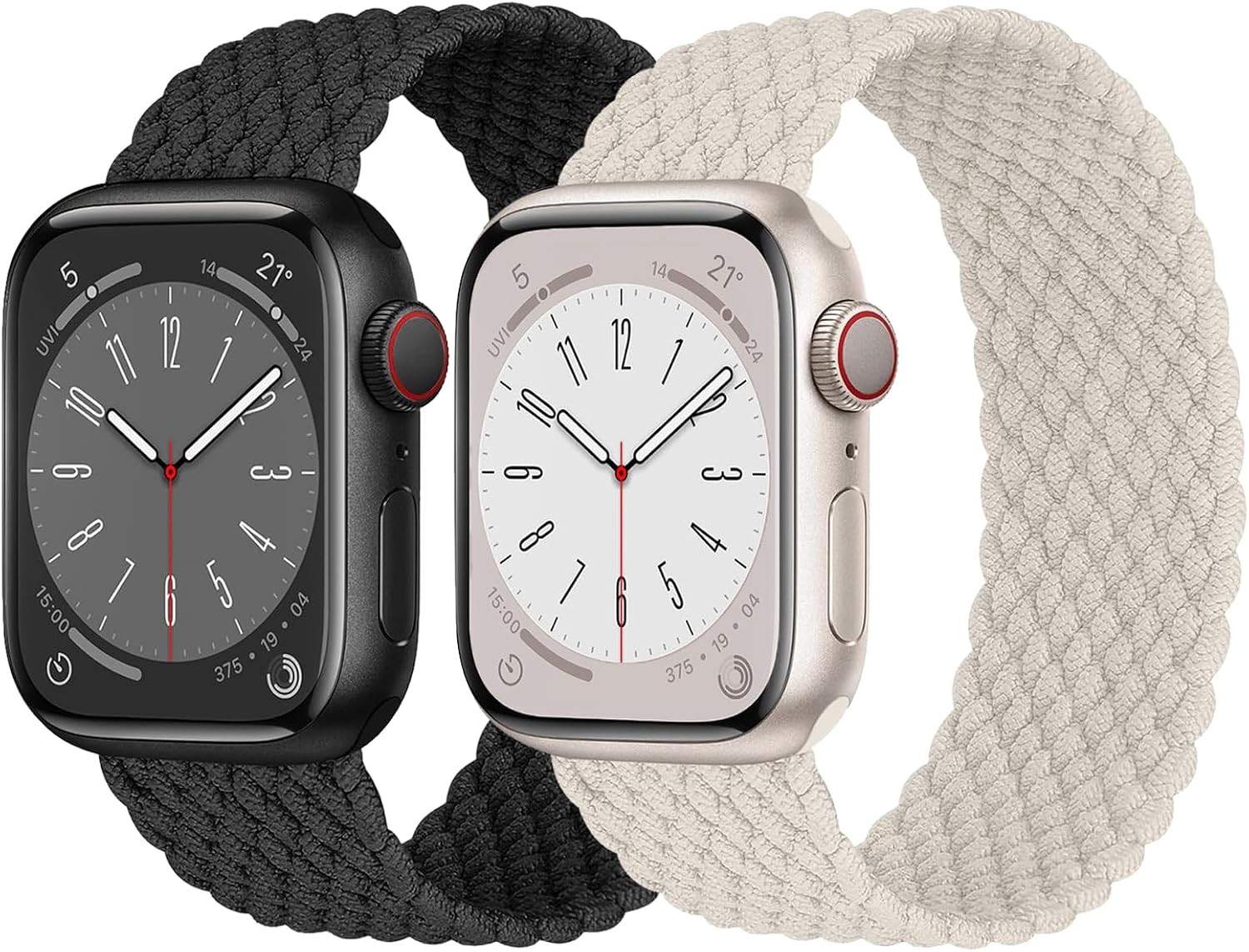 2 Pack Braided Solo Loop Strap Compatible with Apple Watch 40mm 41mm