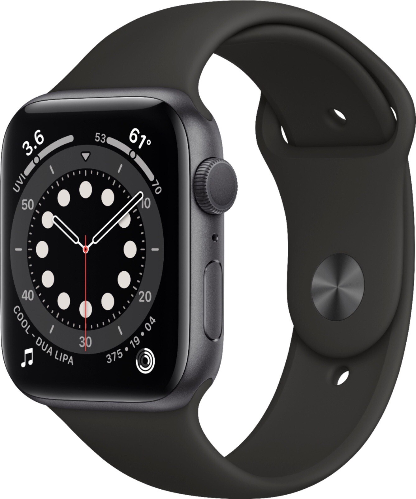 Apple Watch Series 6 44mm Space Gray Aluminum Case with Black Sport Band