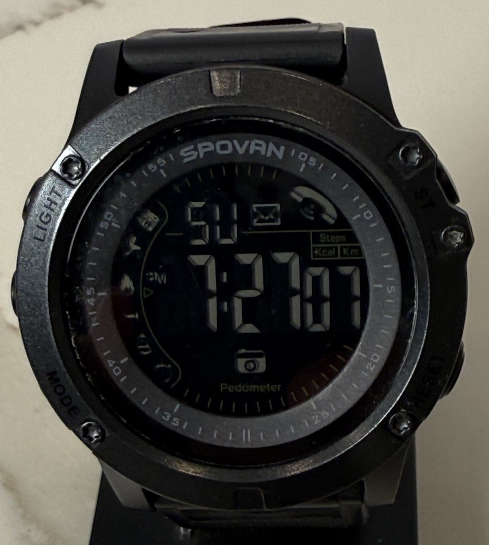 Spovan PR1 Mens Outdoor Digital Sport Pedometer Wrist Watch for iOS/Android S6S2