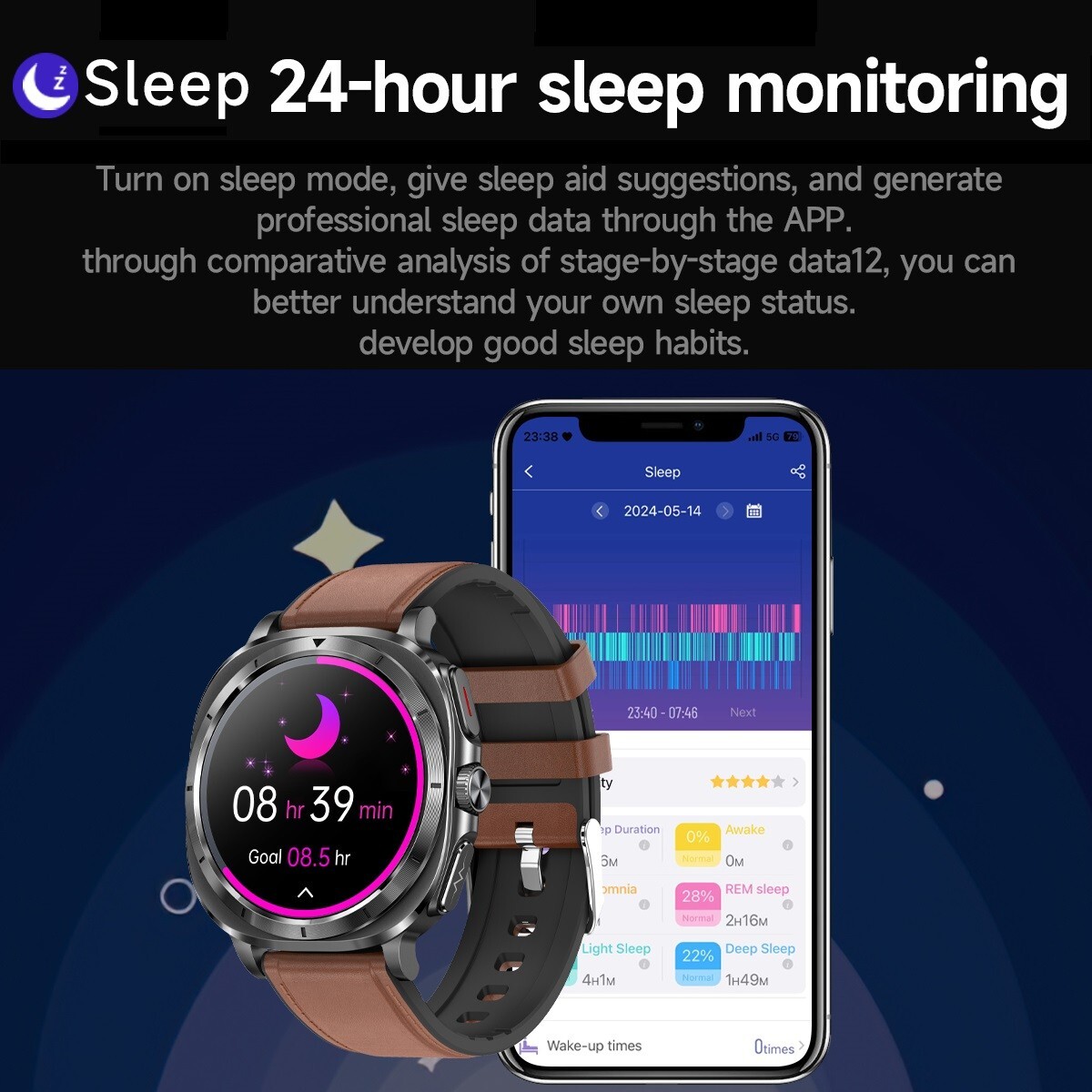 Sport Smart Watch ECG Health Monitoring Voice Assistant SOS Waterproof NFC ET492
