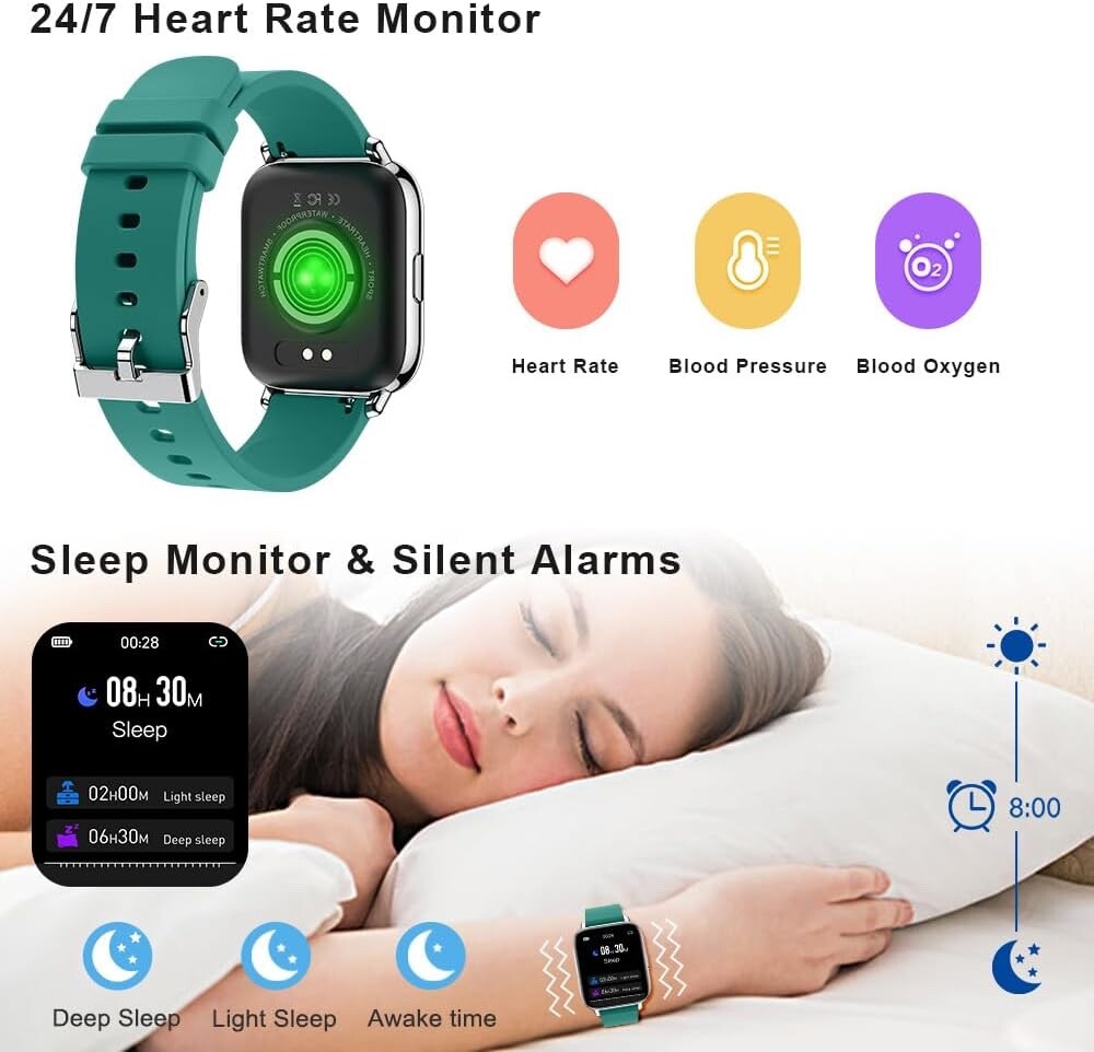 MOLOCY Smart Watch for iPhone Android with Heart Rate/Sleep Monitor