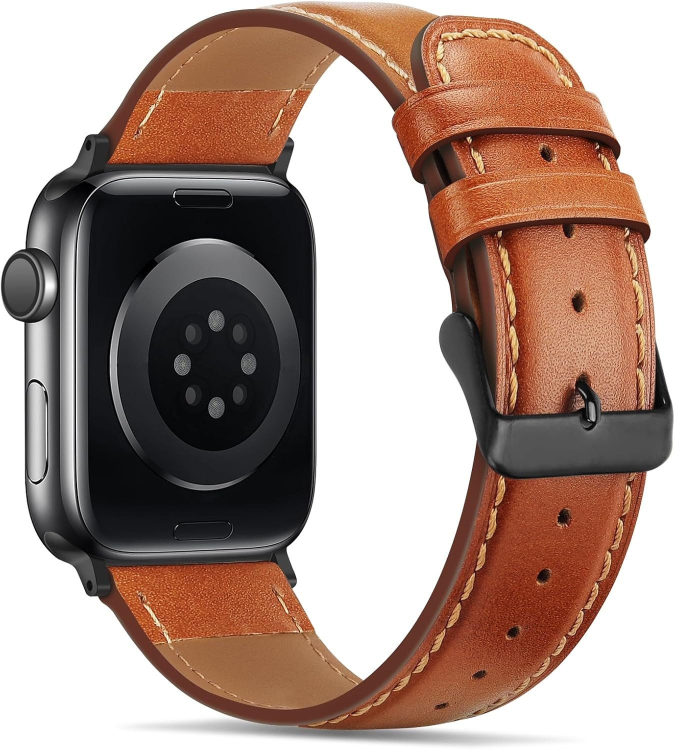 Genuine Leather Band for Apple Watch Series 11 10 42mm Classic Brown
