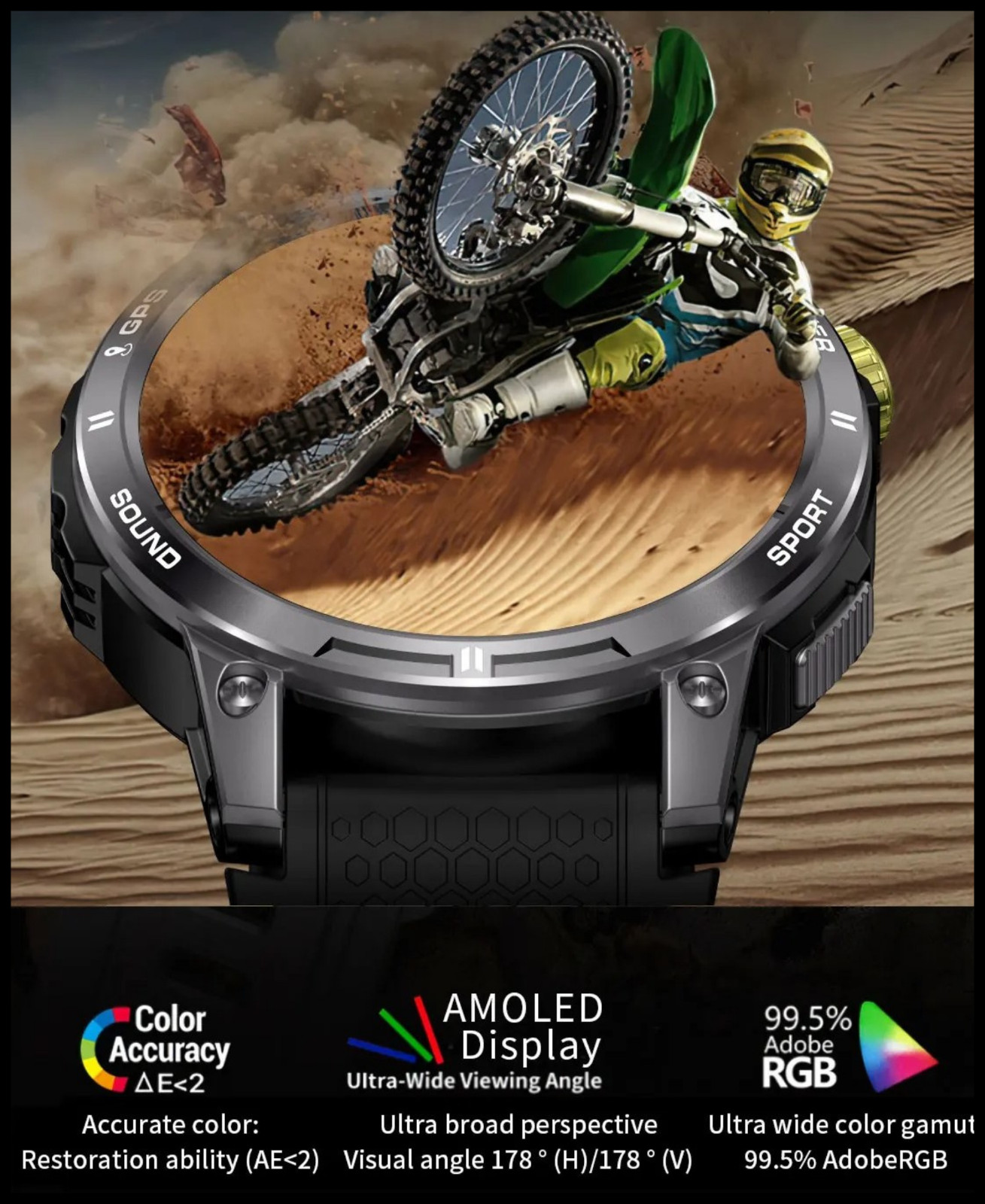 Connected Sport Health GPS GLONASS Resistant Watch 400MAH