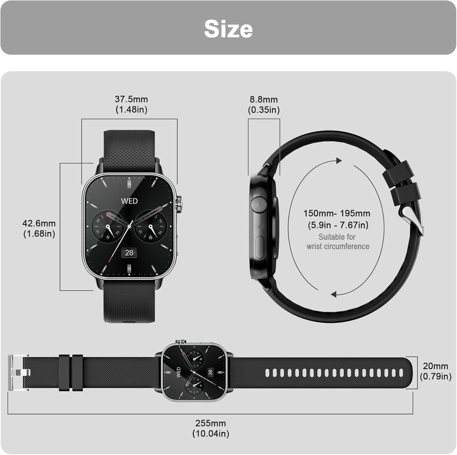 MFVLP LC310 Smart Watch Men Women Answer/Make Calls 1.85” AMOLED HD 100+ Modes