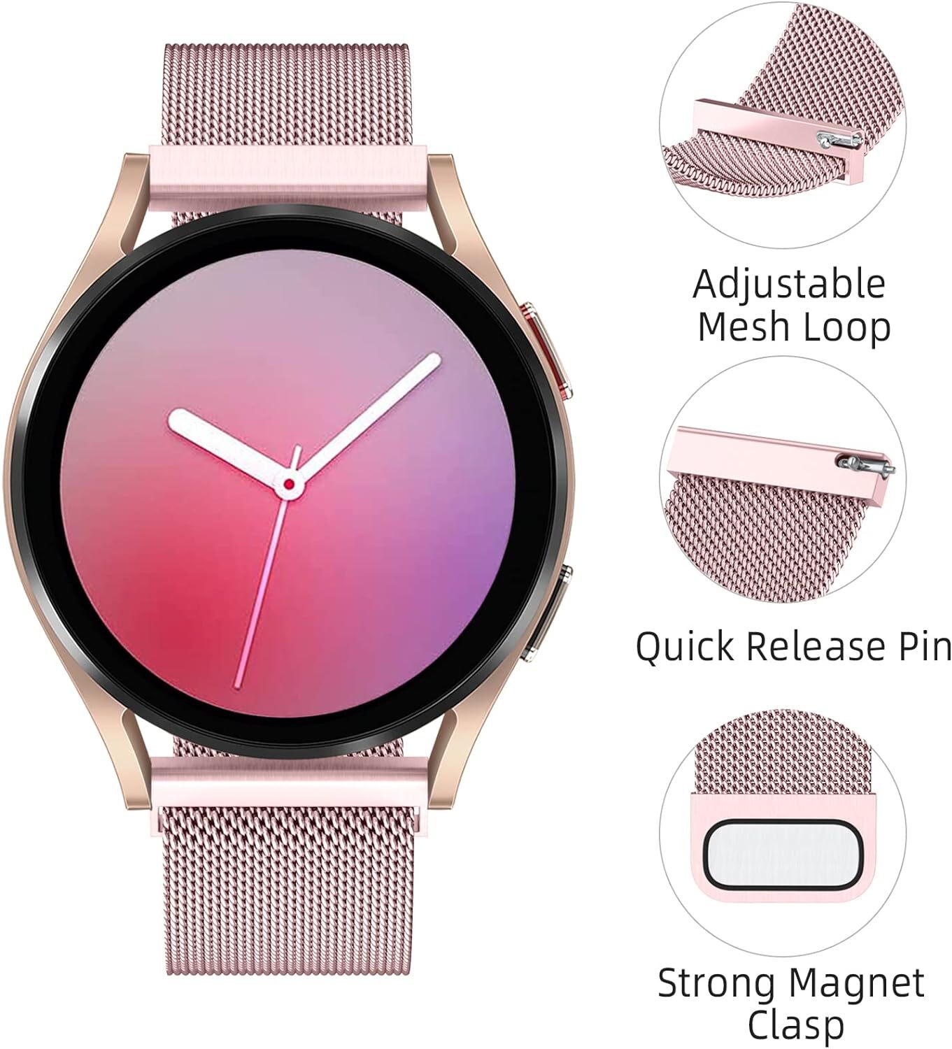 Samsung Galaxy Watch 4 40mm 44mm 42mm 46mm Stainless Steel watch Band [Silver]