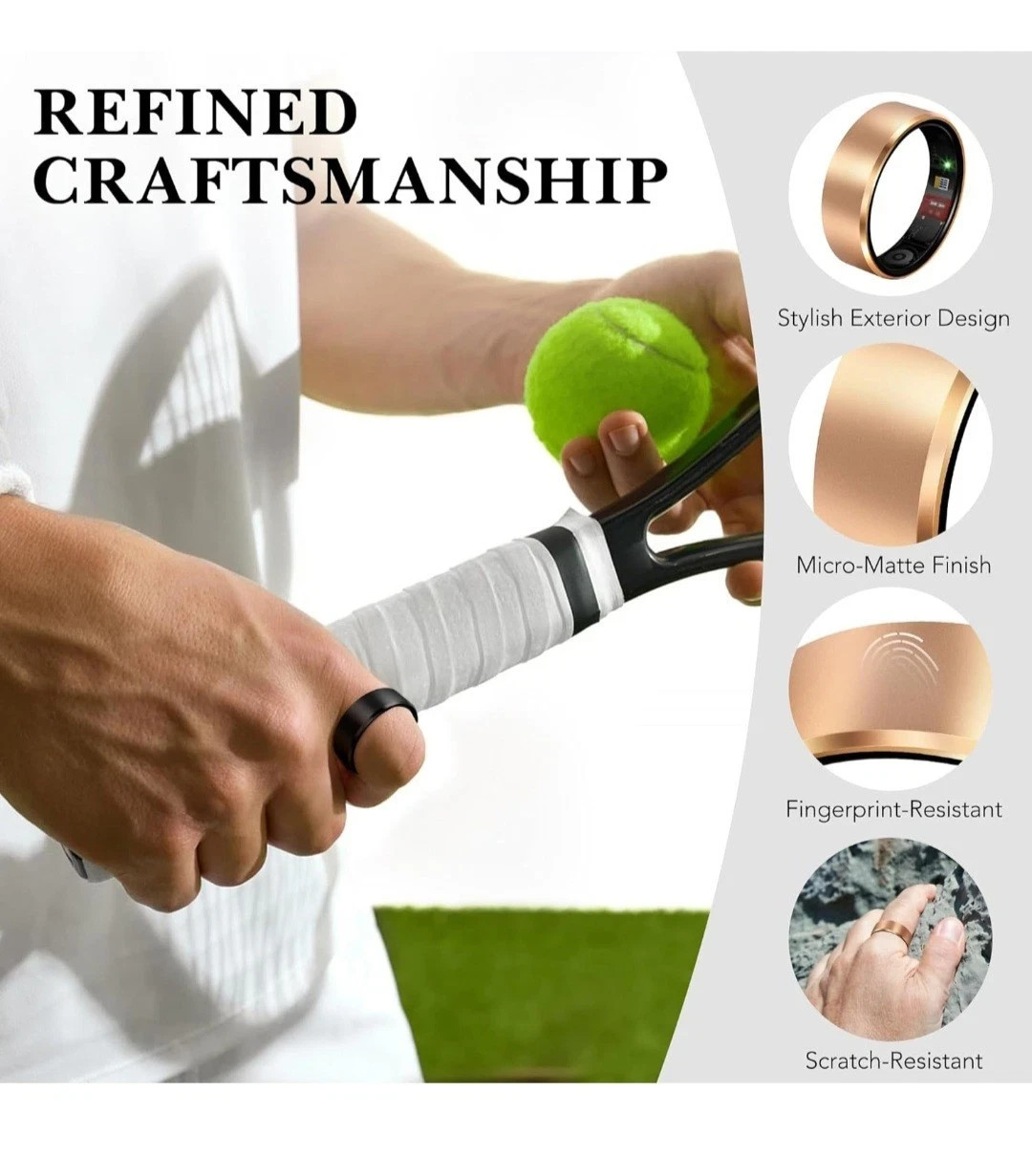 Smart Health Ring for Women Men Fitness Tracker w/ Heart Rate Blood Oxygen SZ-9