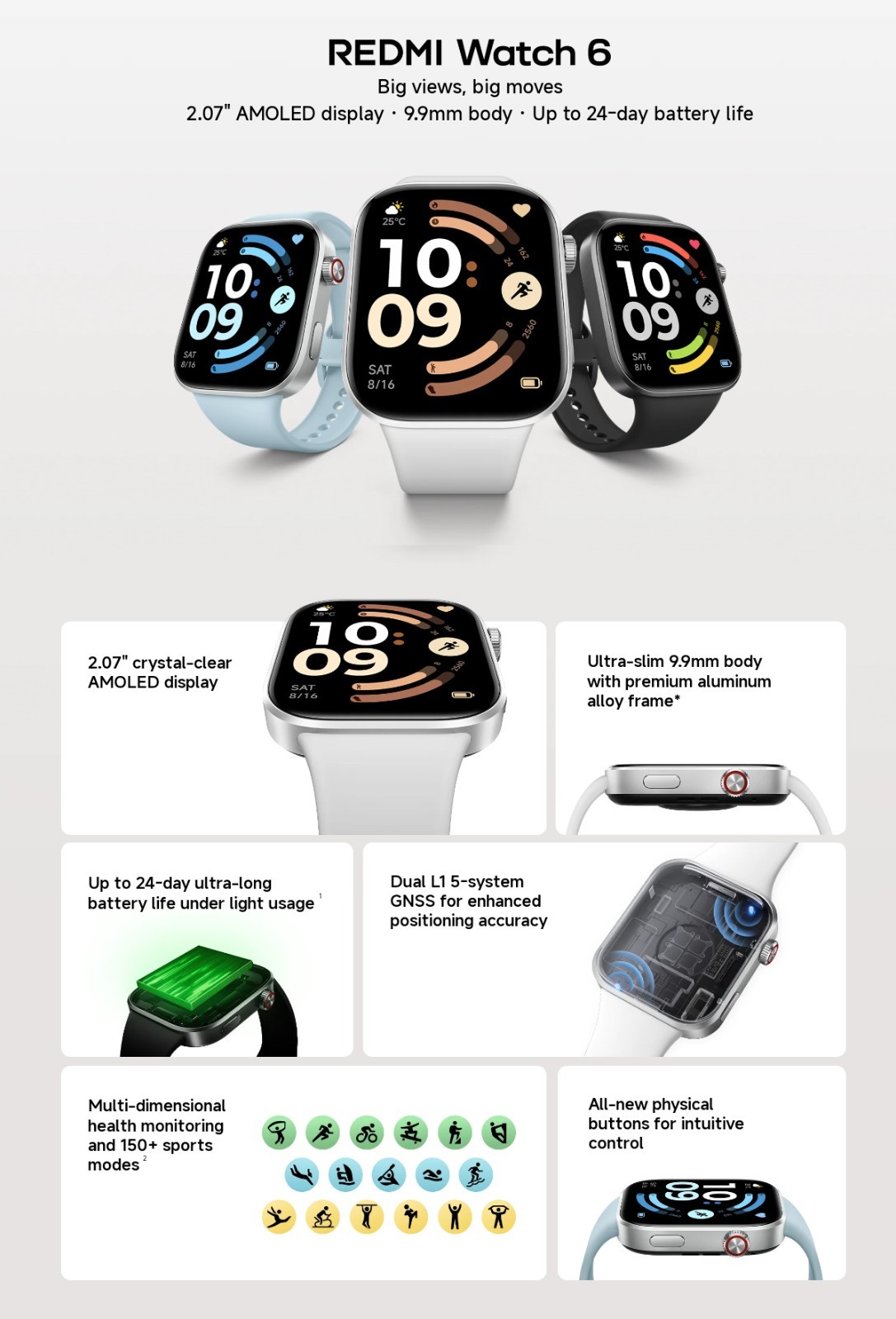 REDMI Watch 6 2.07″ AMOLED GLOBAL VERSION Up to 24 Days Battery Life By FedEx
