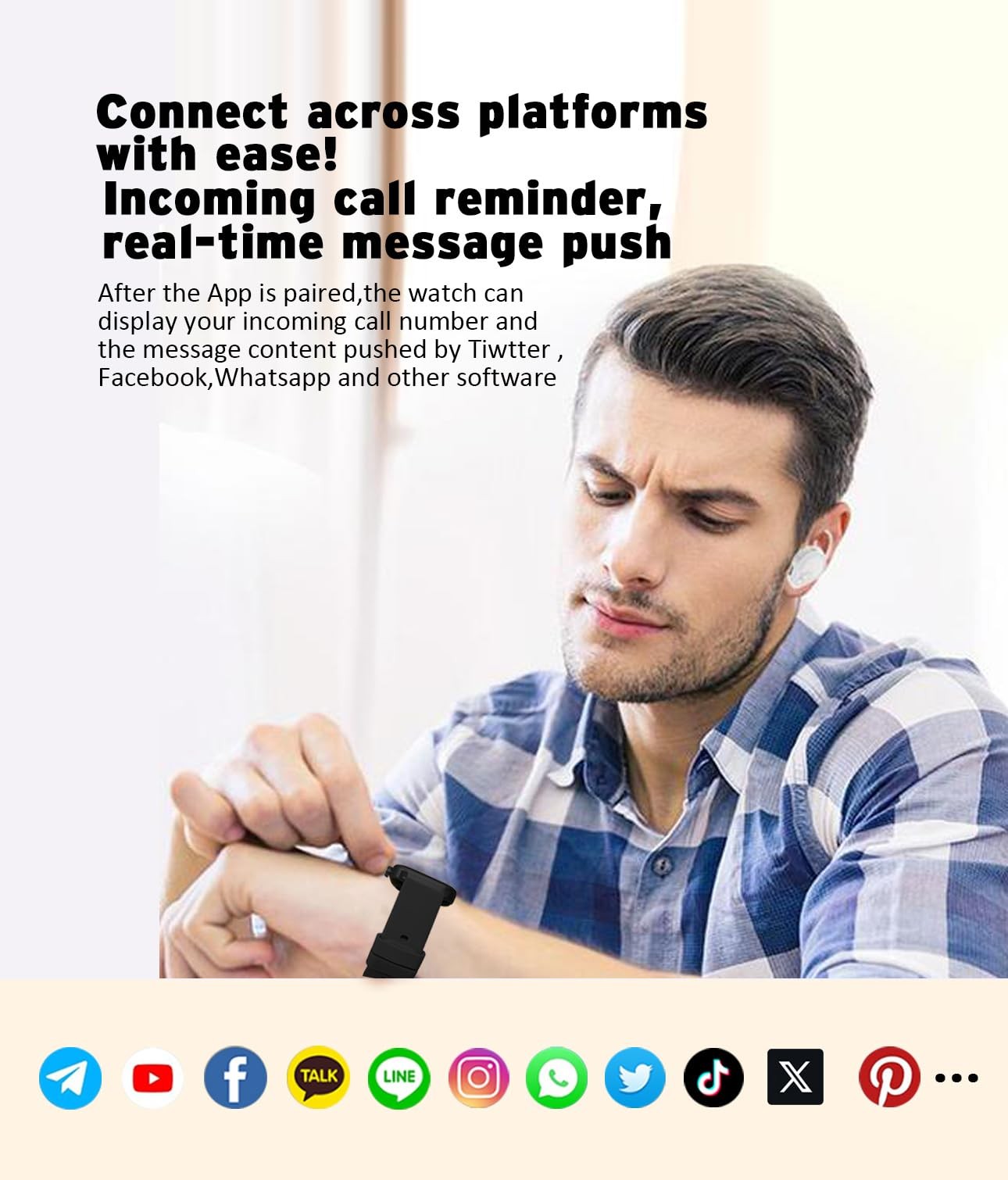 Geelouxian ET570 Smartwatch 1.96″ HD Touchscreen IP68 Waterproof Black for