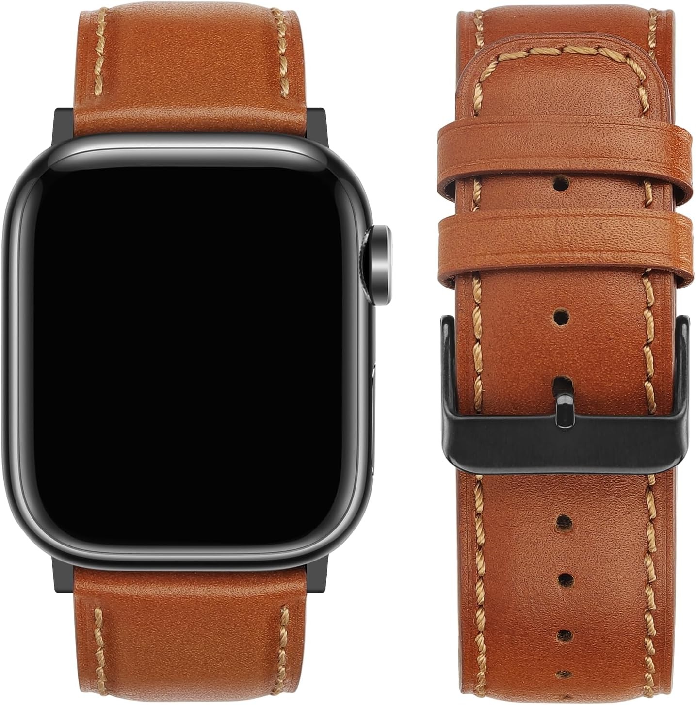 Genuine Leather Band for Apple Watch Series 11 10 42mm Classic Brown