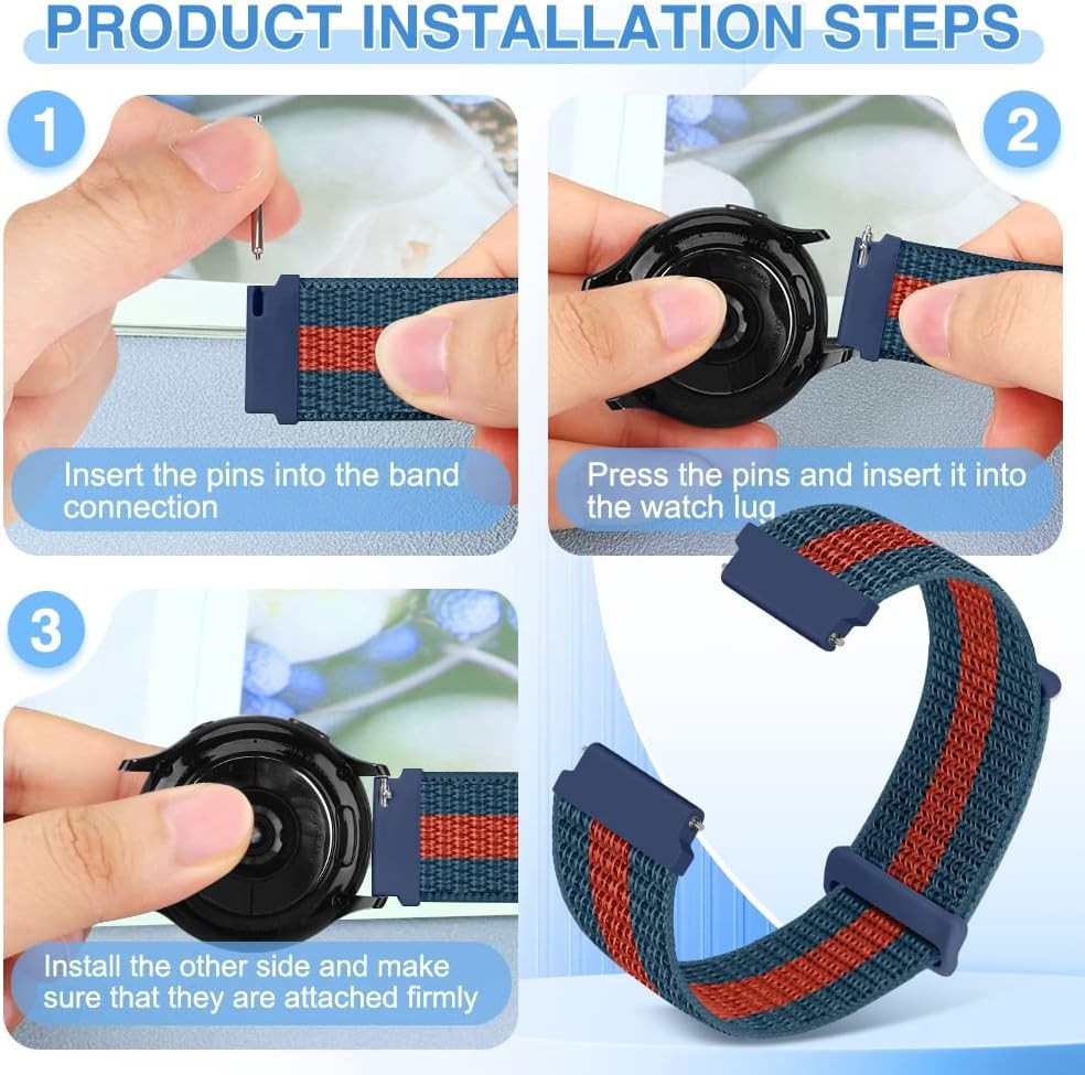 16mm 18mm 20mm 22mm Quick Release Nylon Strap Compatible with Galaxy Watch 3 45m