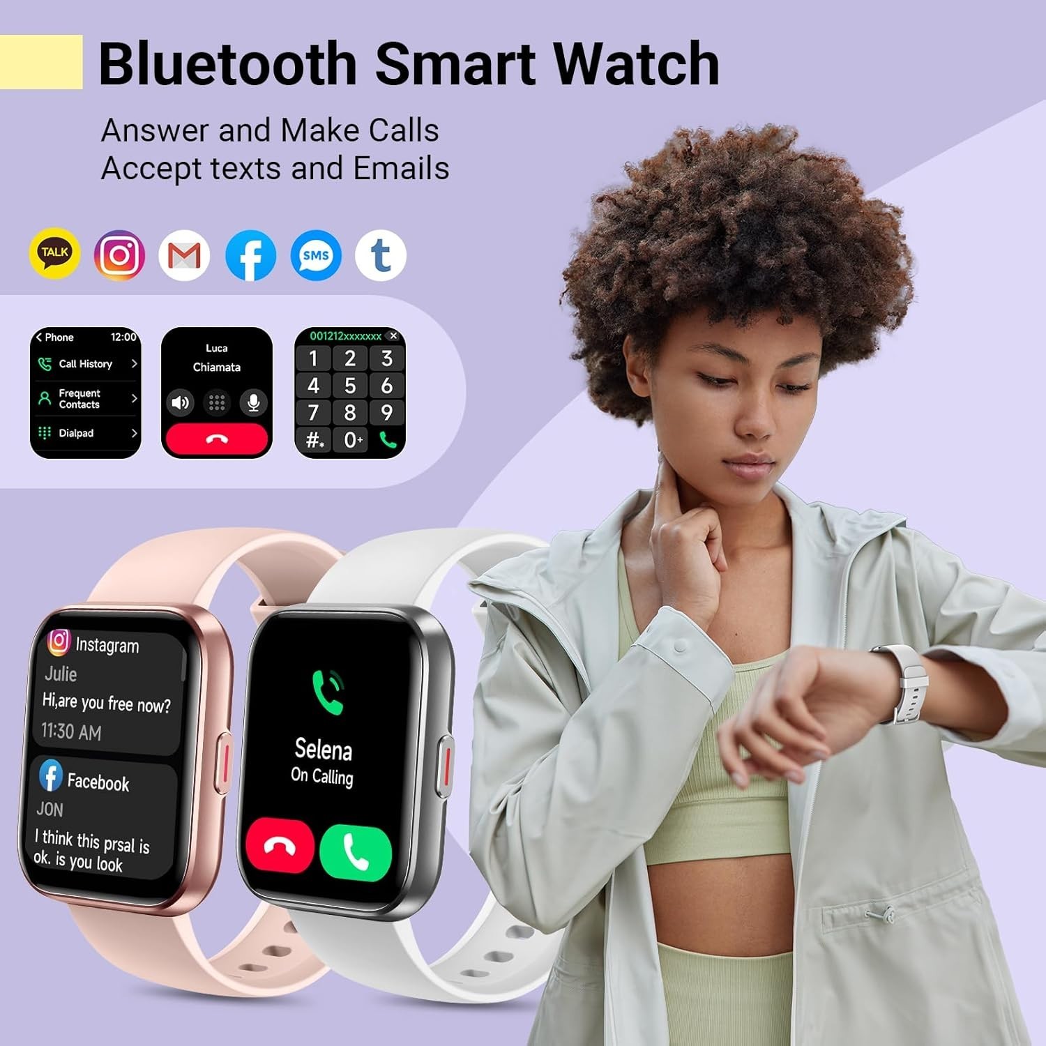 Beautiful 1.8” Fitness Tracker Smartwatch with Alexa – Compatible with iPhone