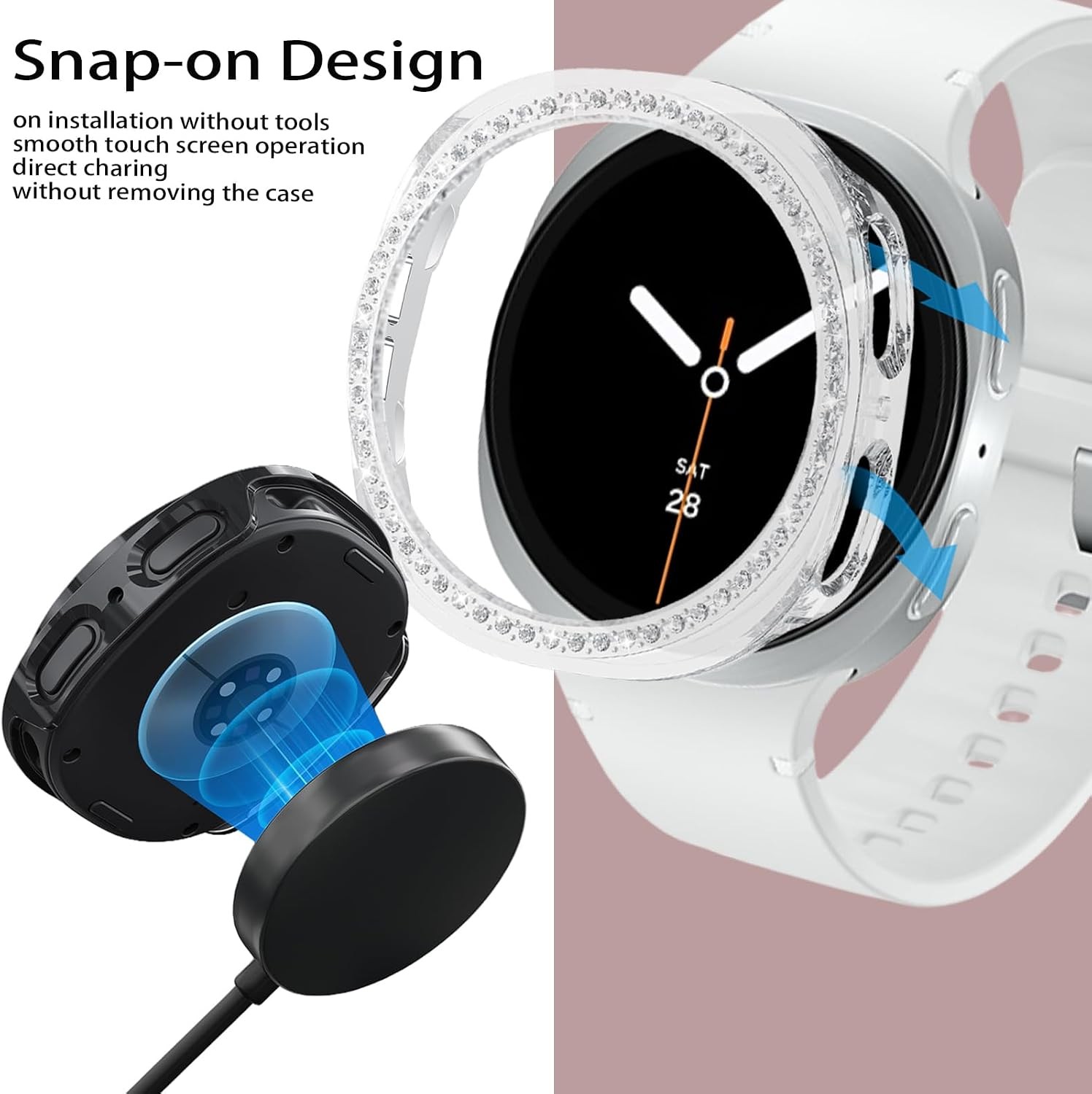 4x Bling Case for Samsung Galaxy Watch 9/8 | Diamond Bumper Hard Cover