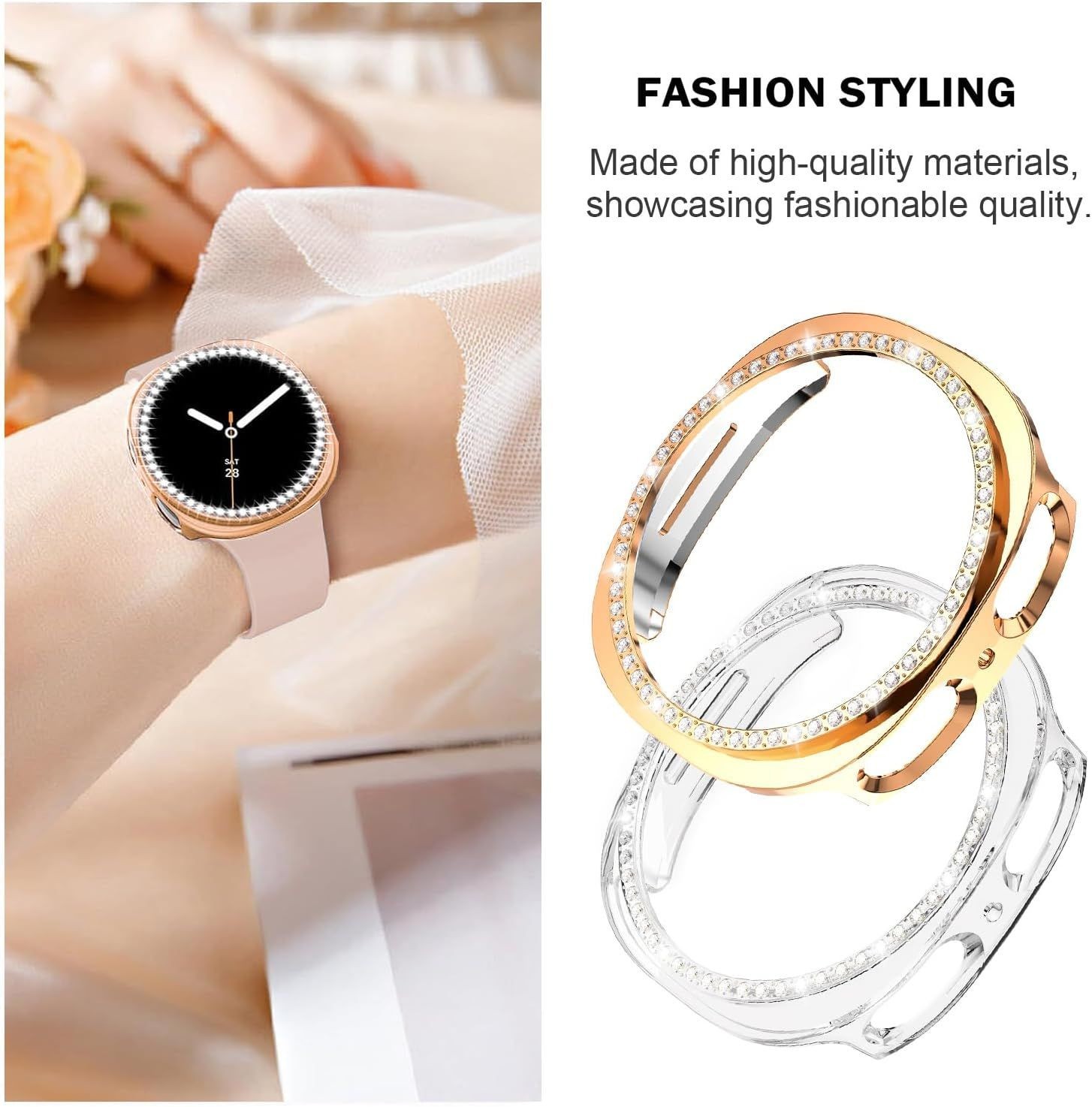 2-Pack Case for Samsung Galaxy Watch 8 40mm Bling Diamond Protective Bumper