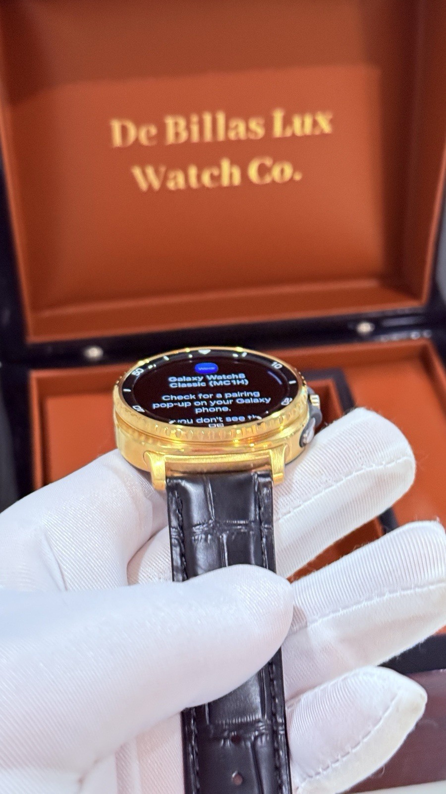 Custom 24k Gold Plated Samsung Galaxy Watch 8 Classic Black GPS LTE 2 Bands