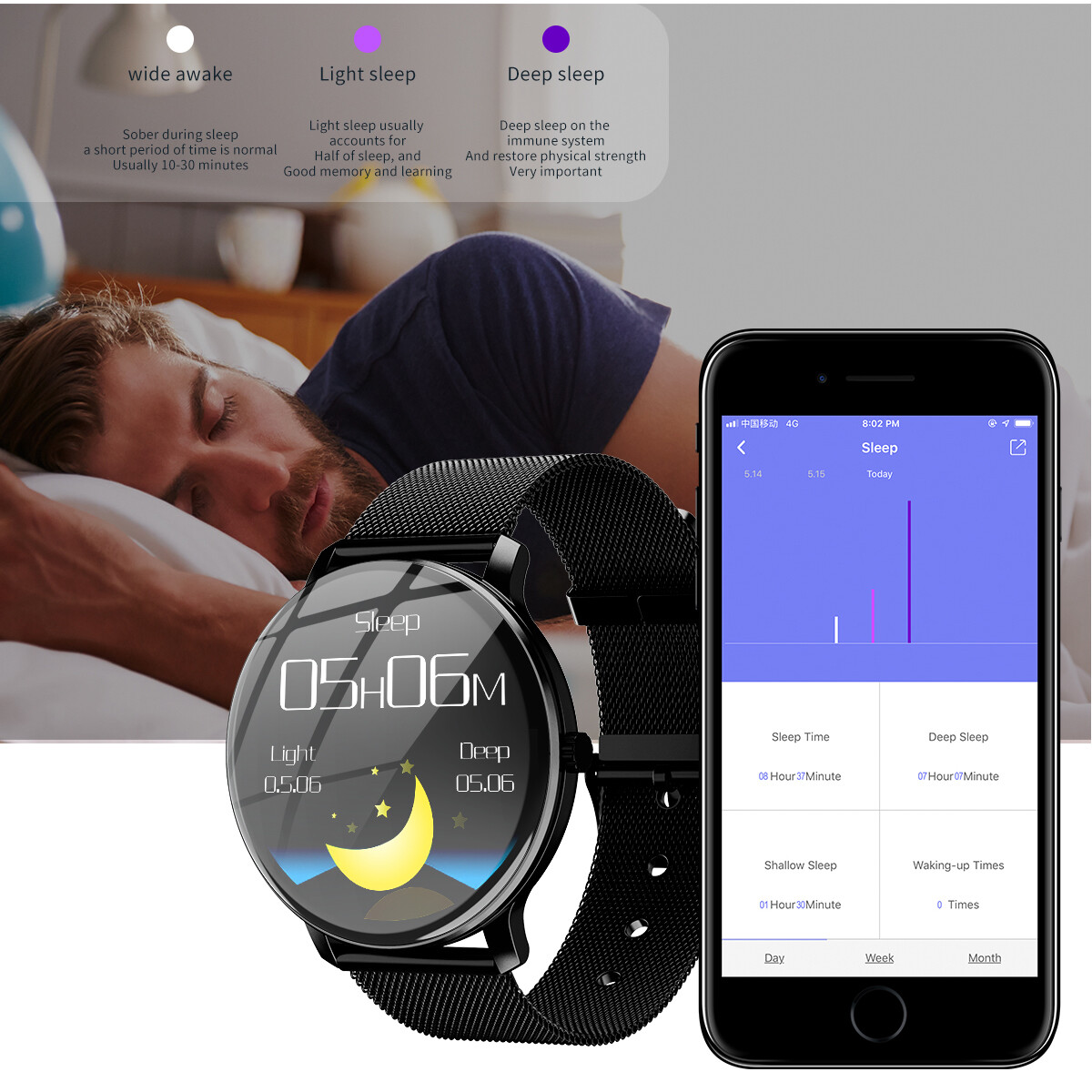 Fitness SmartWatch Bracelet Bluetooth Watch Message Notification for Android iOS