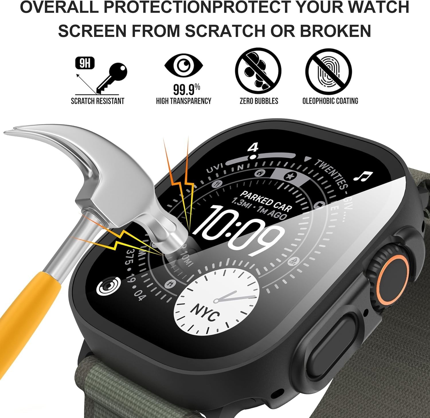Ultra-Thin Tempered Glass Screen Protector 2-Pack for Apple Watch Ultra 49mm
