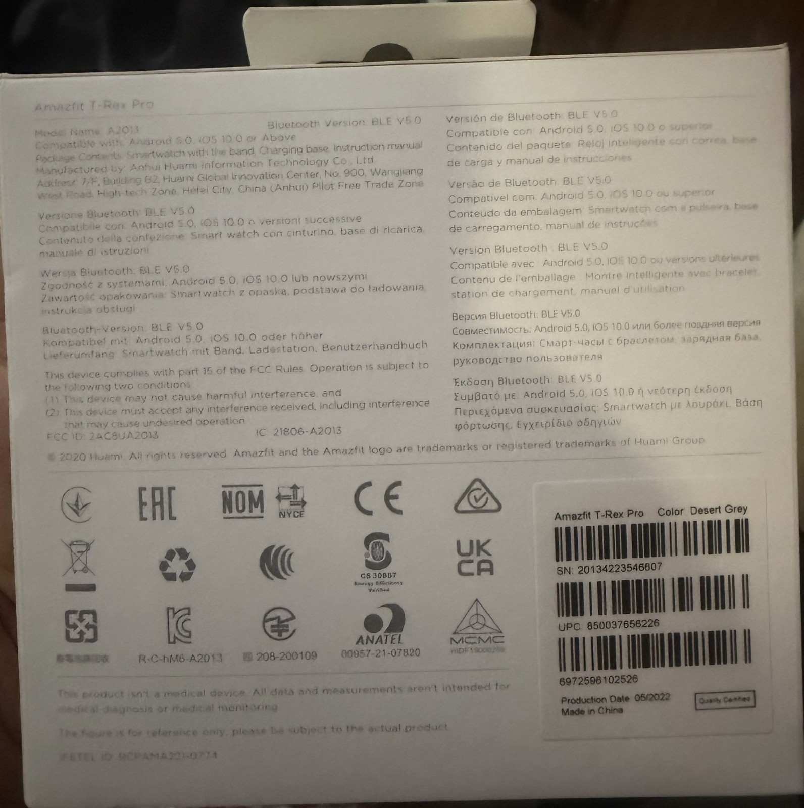 Amazfit T-Rex Pro A2013 Desert Grey Silicone Band 47mm Smart Watch Android iOS