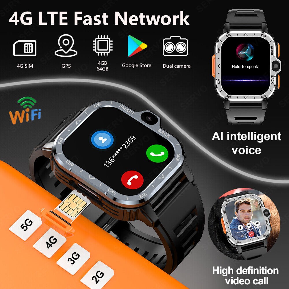 Larger Screen Bluetooth Call Smart Watch 6+128GB Heart Rate Monitor Dual Camera