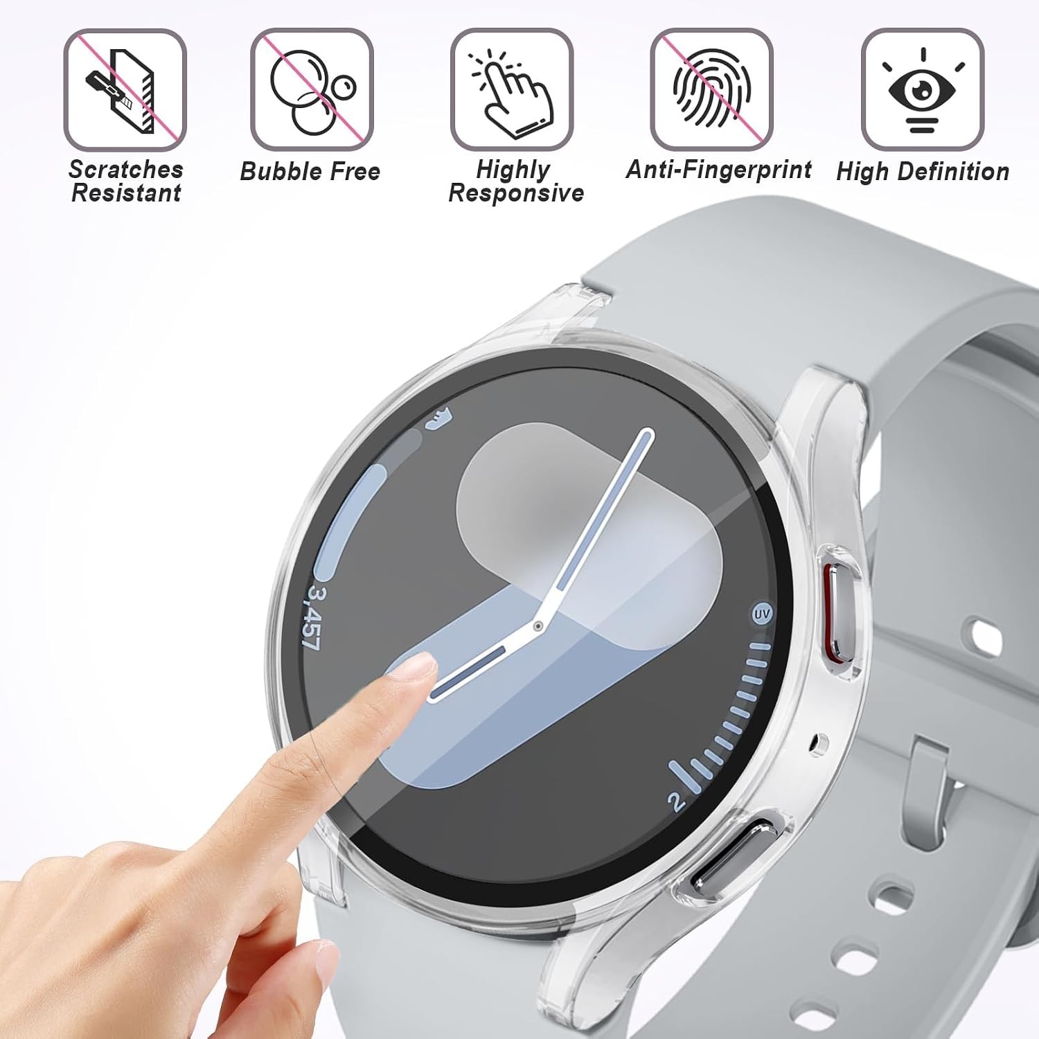 2 Pack Case With Tempered Glass for Samsung Galaxy Watch 5/4 44mm Protection