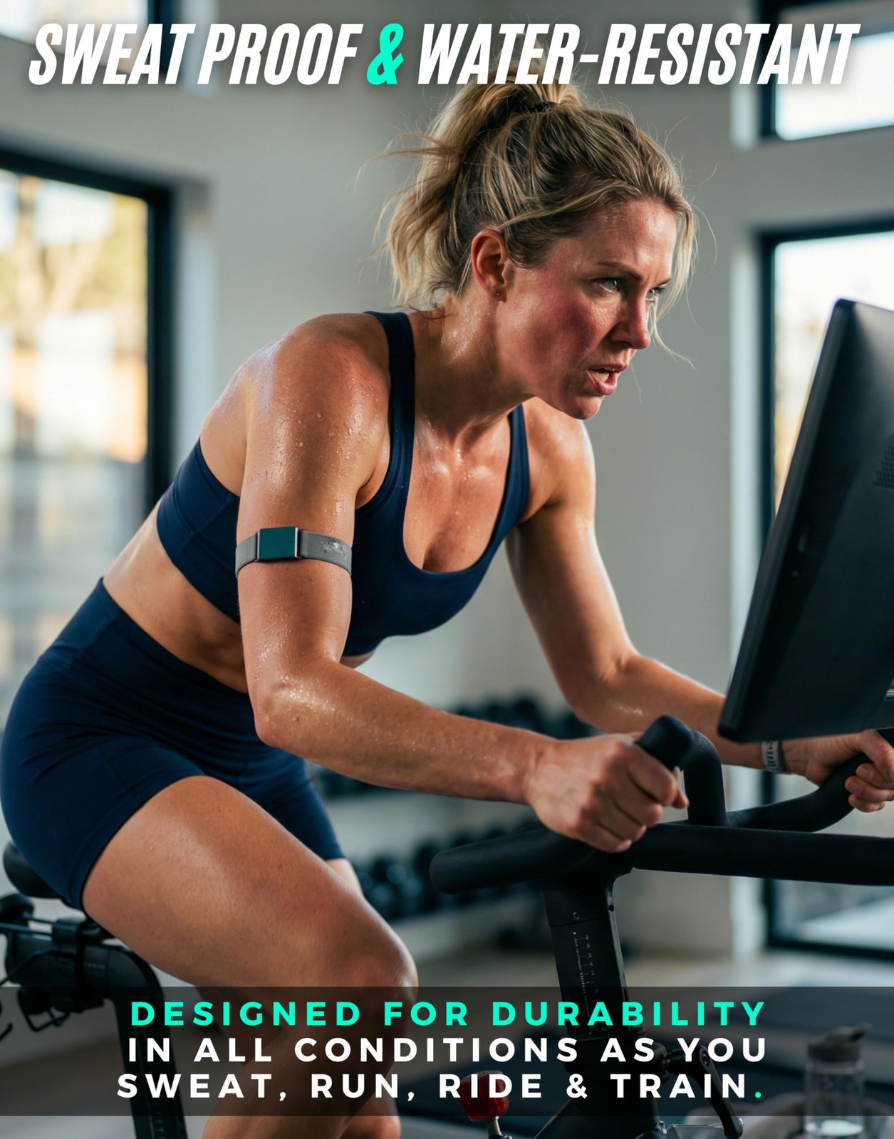 Powr Labs Rechargeable Heart Rate Armband Bluetooth ANT+ for Peloton, Wahoo