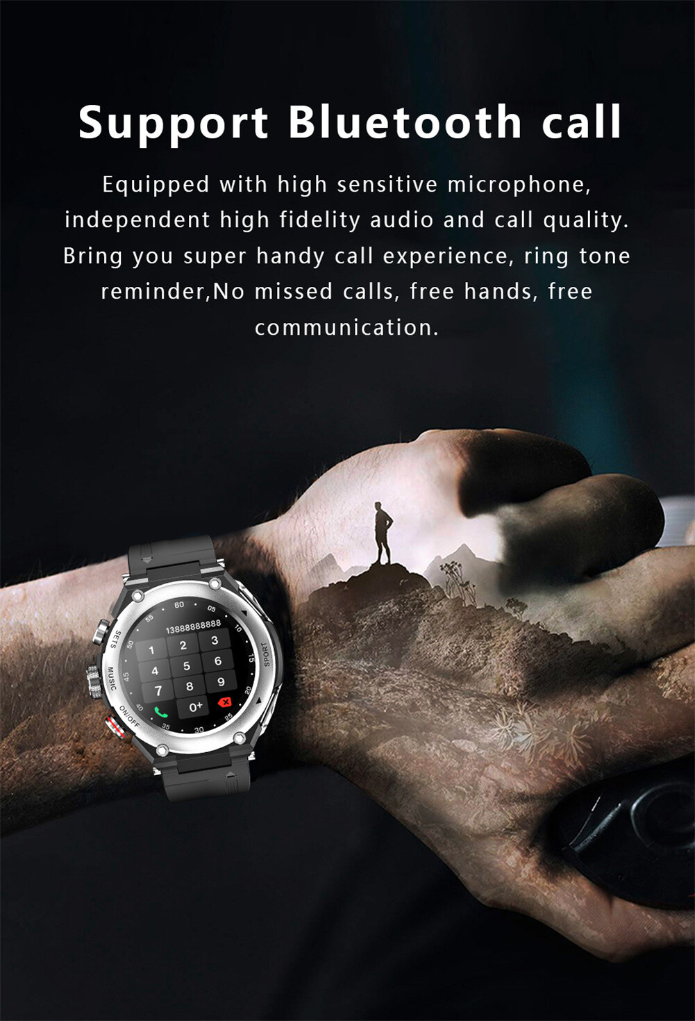 2 IN 1 Smart Watch with Bluetooth Earphones Sleep Monitor Wristwatch Waterproof