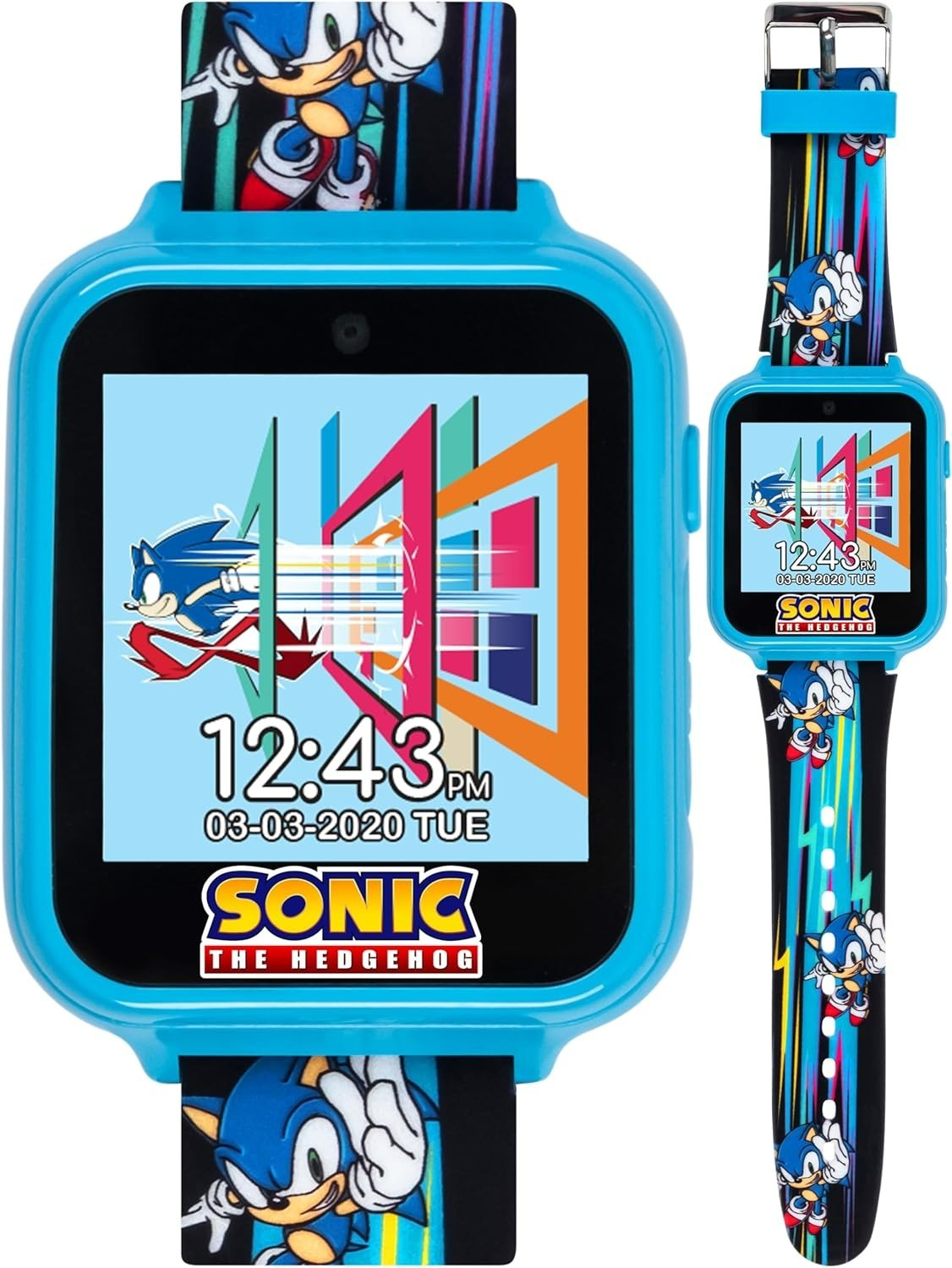 Accutime Sonic the Hedgehog Kids Smart Watch Blue Sonic Interactive Touchscreen