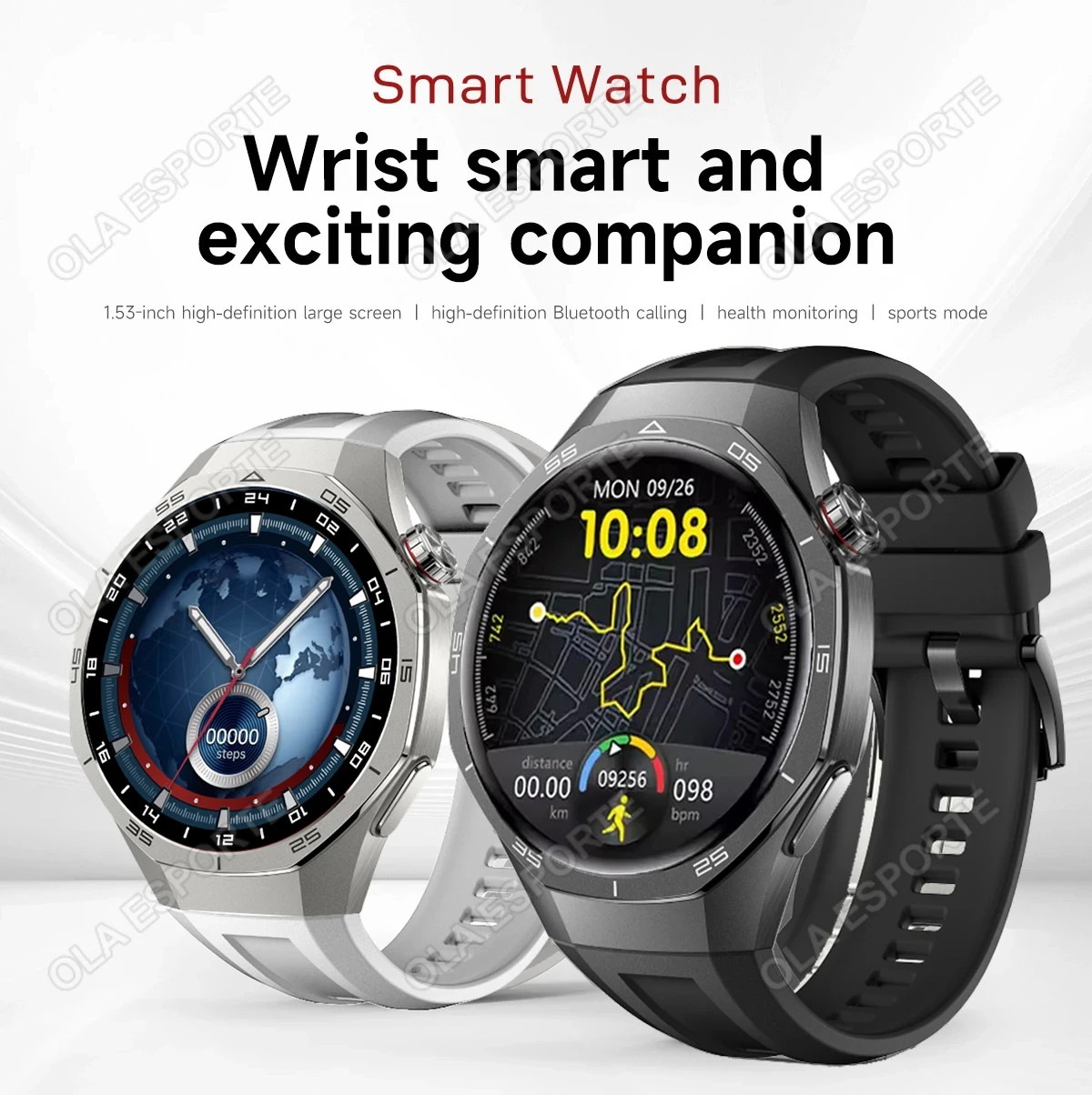 Laxasfit GT5 Pro Smart Watch HD AMOLED Screen GPS Bluetooth -Men & Women