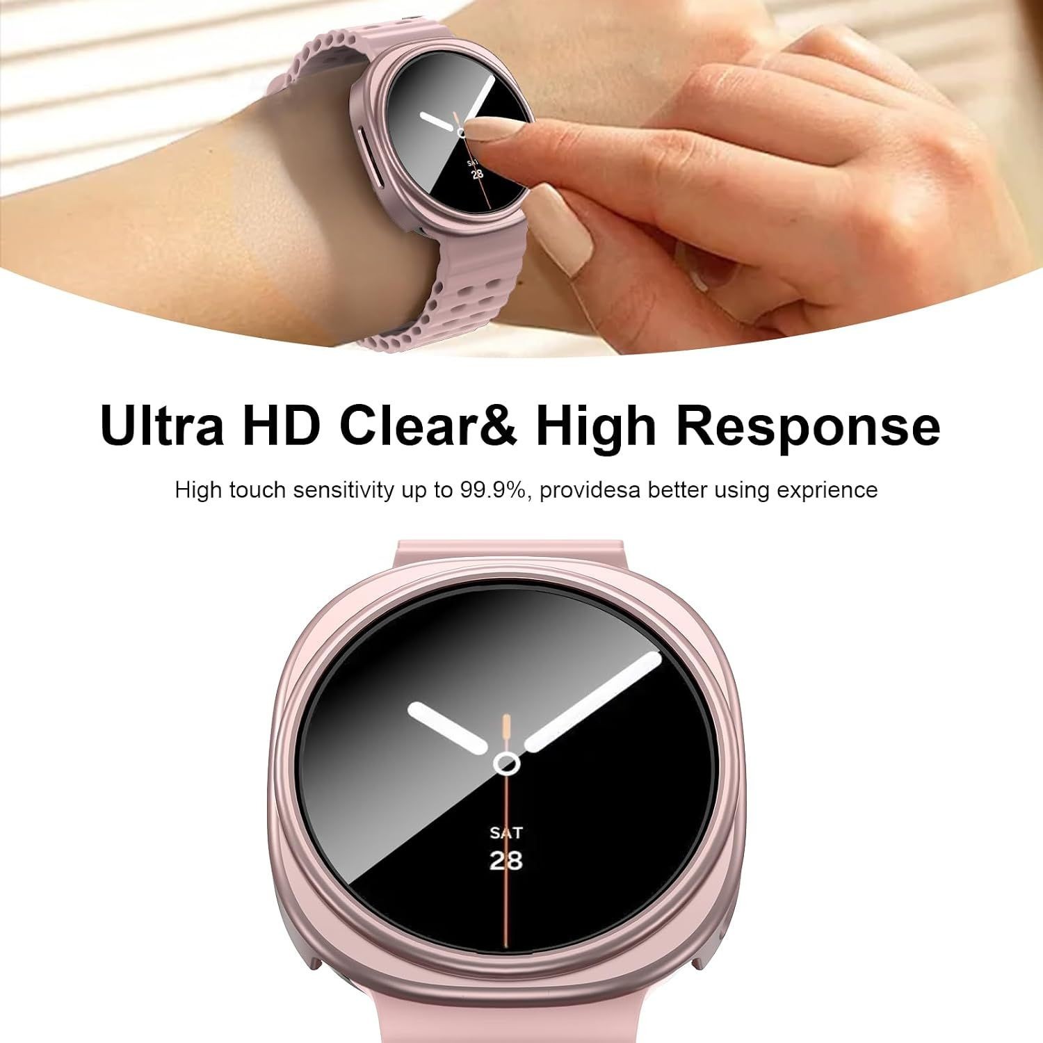 5+5 Pack Protective Bumper Case for Galaxy Watch 8 44mm with Anti-Fog Glass Film