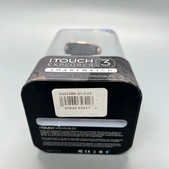 iTOUCH EXPLORER 3 SMARTWATCH ROSE GOLD & BLACK SILICONE STRAP 42.7 MM