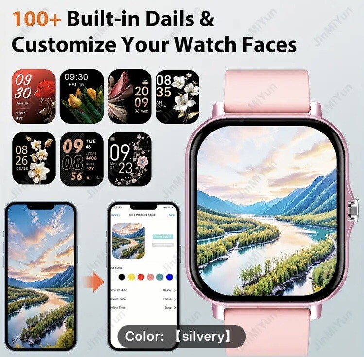 Smart Watch Gray 1.83-Inch Full-Screen Touch Sports Men Women Wireless Calling