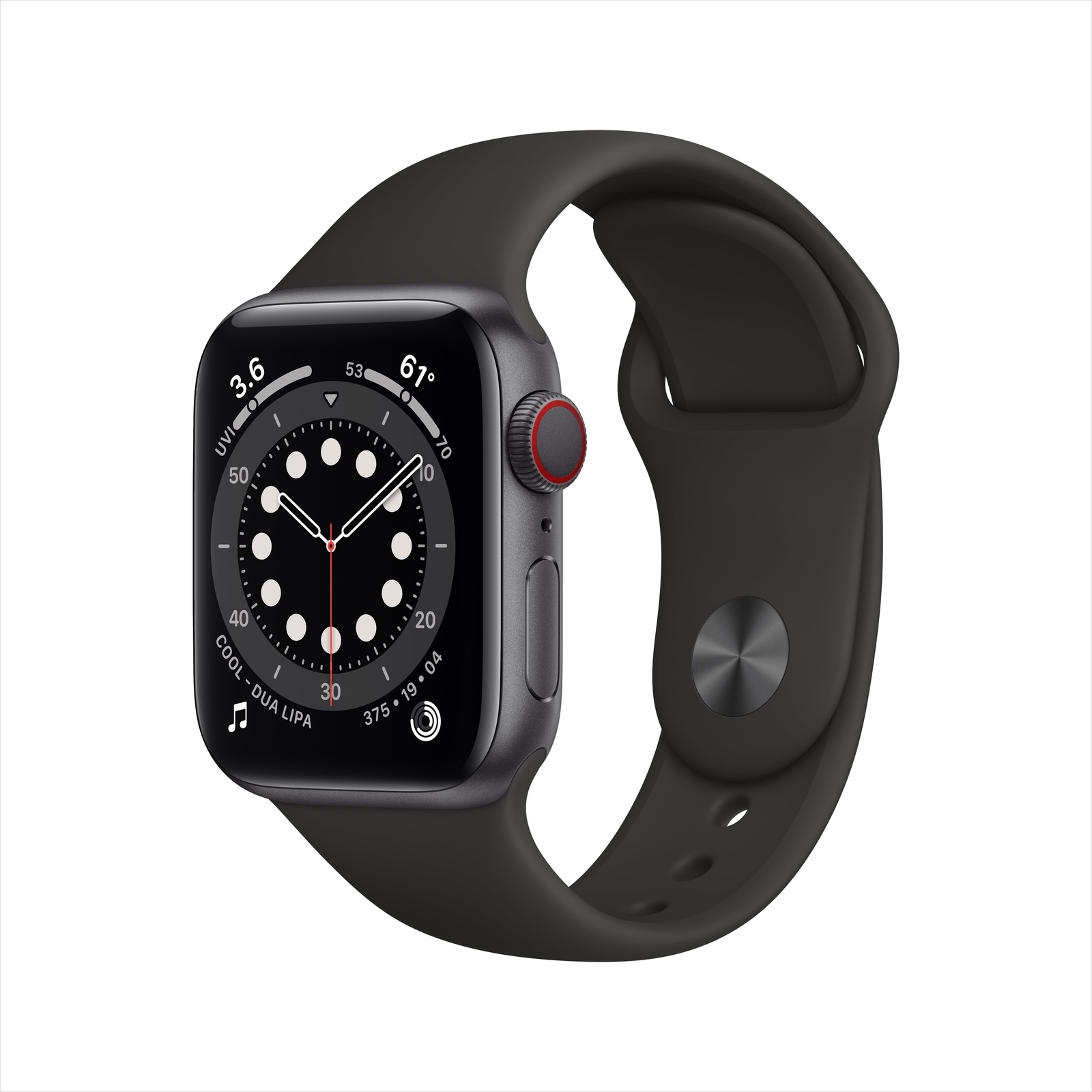 Apple Watch Series 6 40mm Space Gray Aluminum Case with Black Sport Band – …