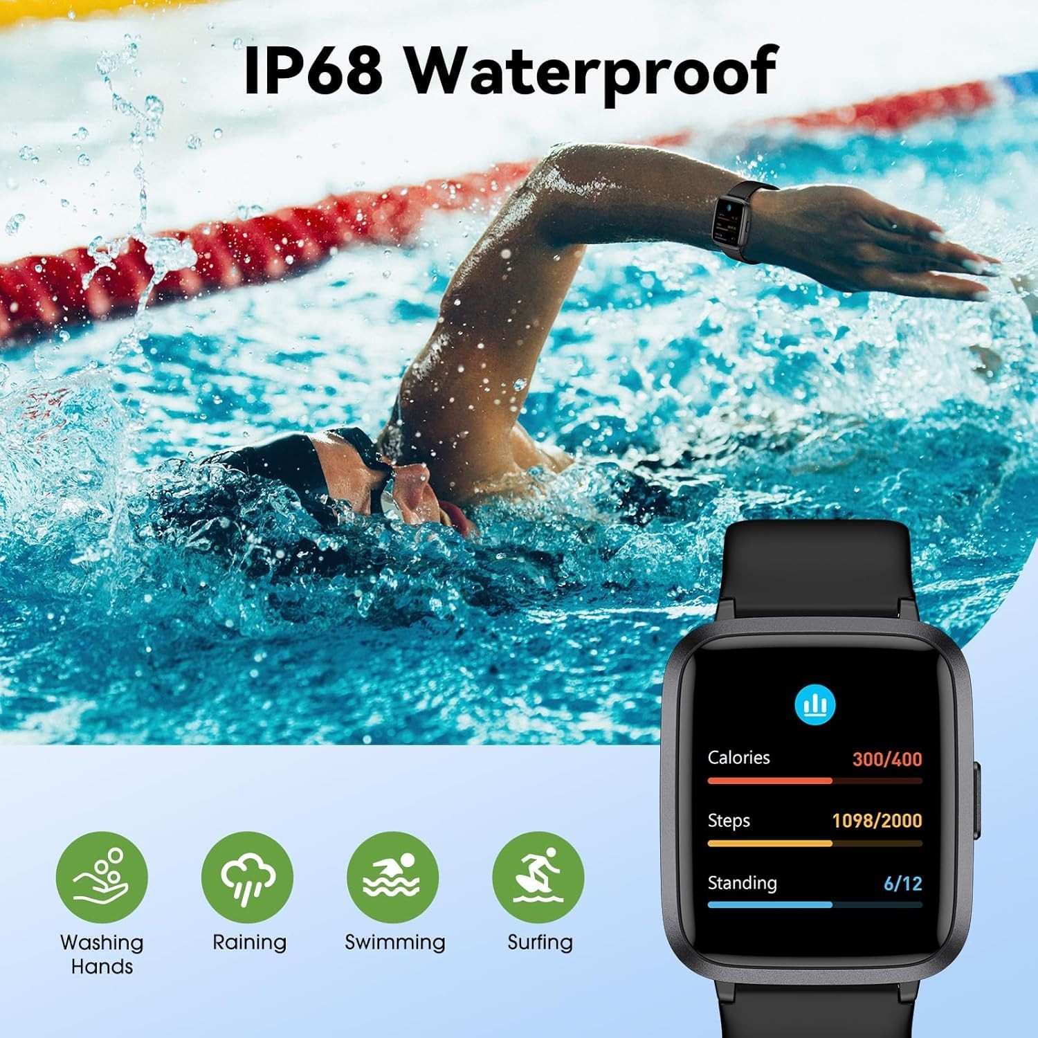 Stylish Fitness Watch: Waterproof Tracker with Notifications & Multi-Sport