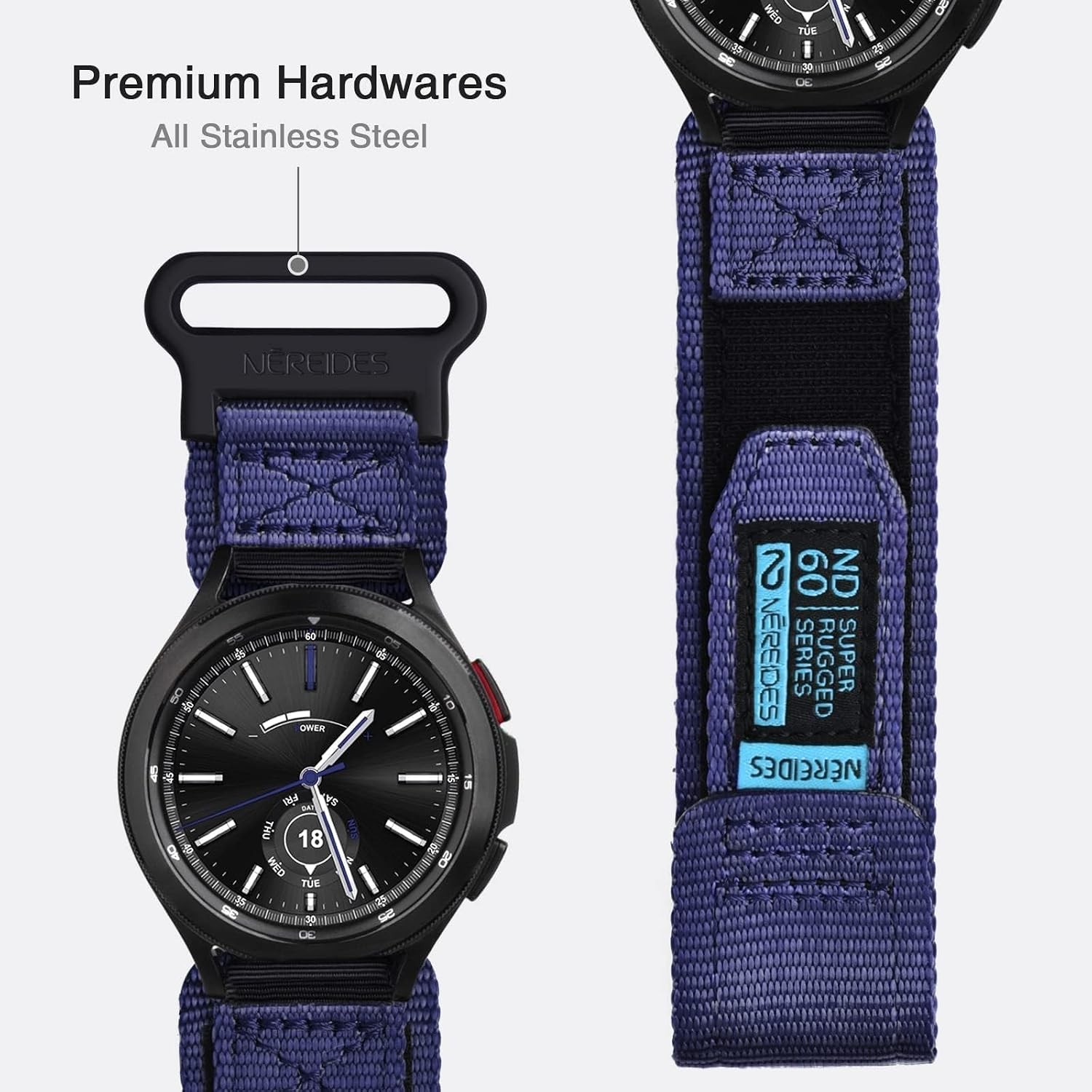 Adjustable 20mm Nylon Sports Strap for Samsung Galaxy Watch 7 40mm, Purple
