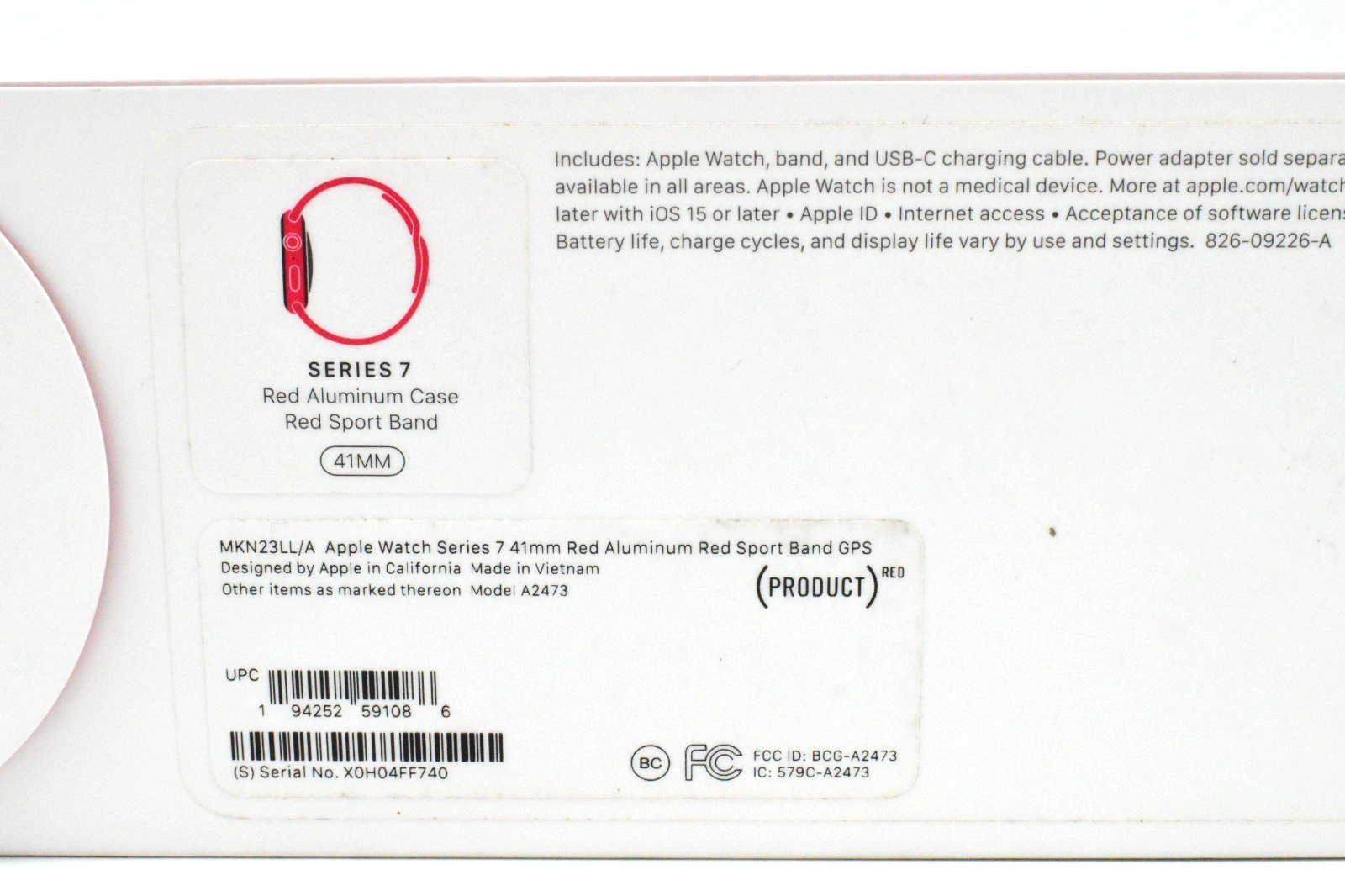 Apple Watch Series 7 41mm (Product) Red Aluminum Sport Band GPS MKN23LL/A