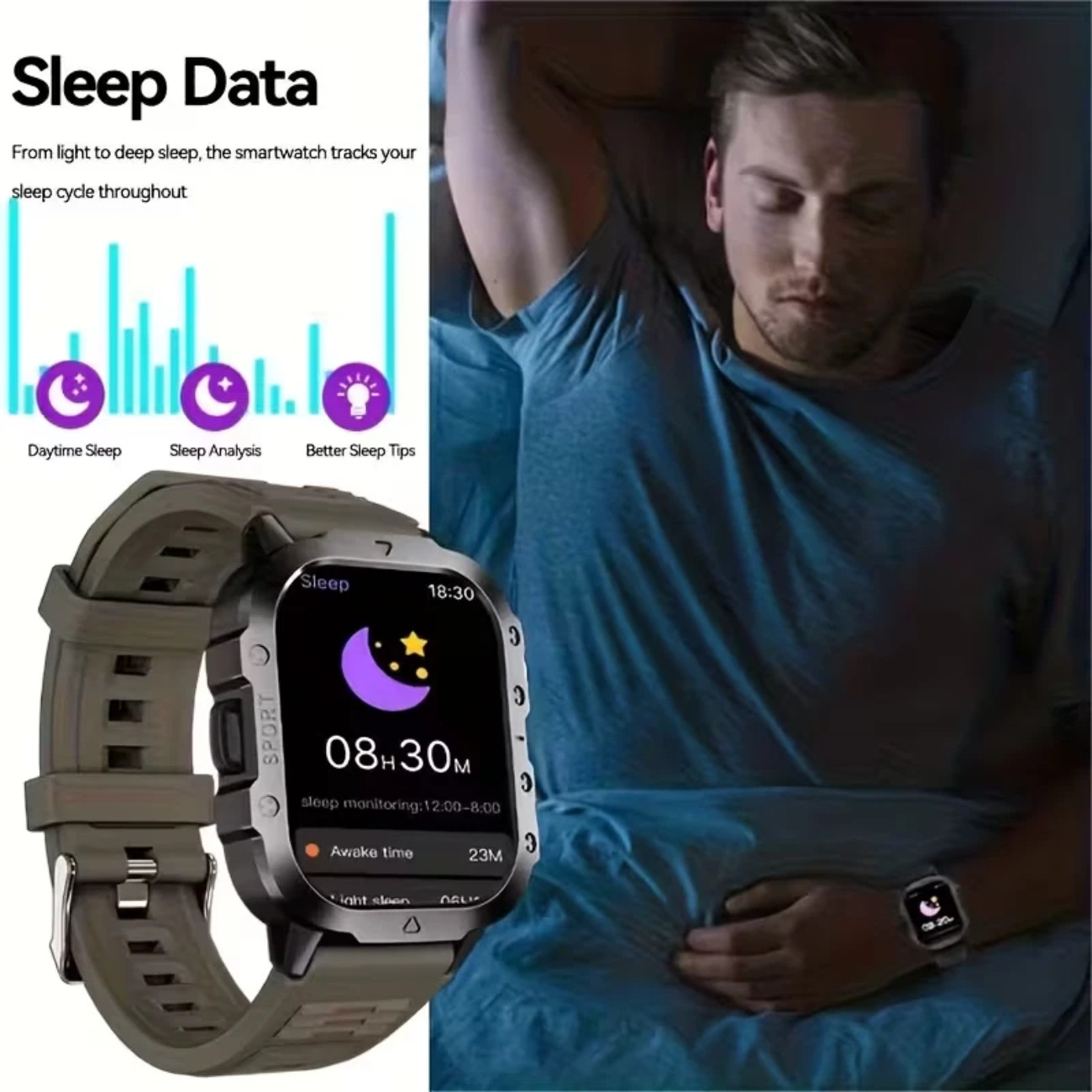 🔥 Military Smart Watch Men Android Rugged Tactical Fitness Tracker LED Flash Br
