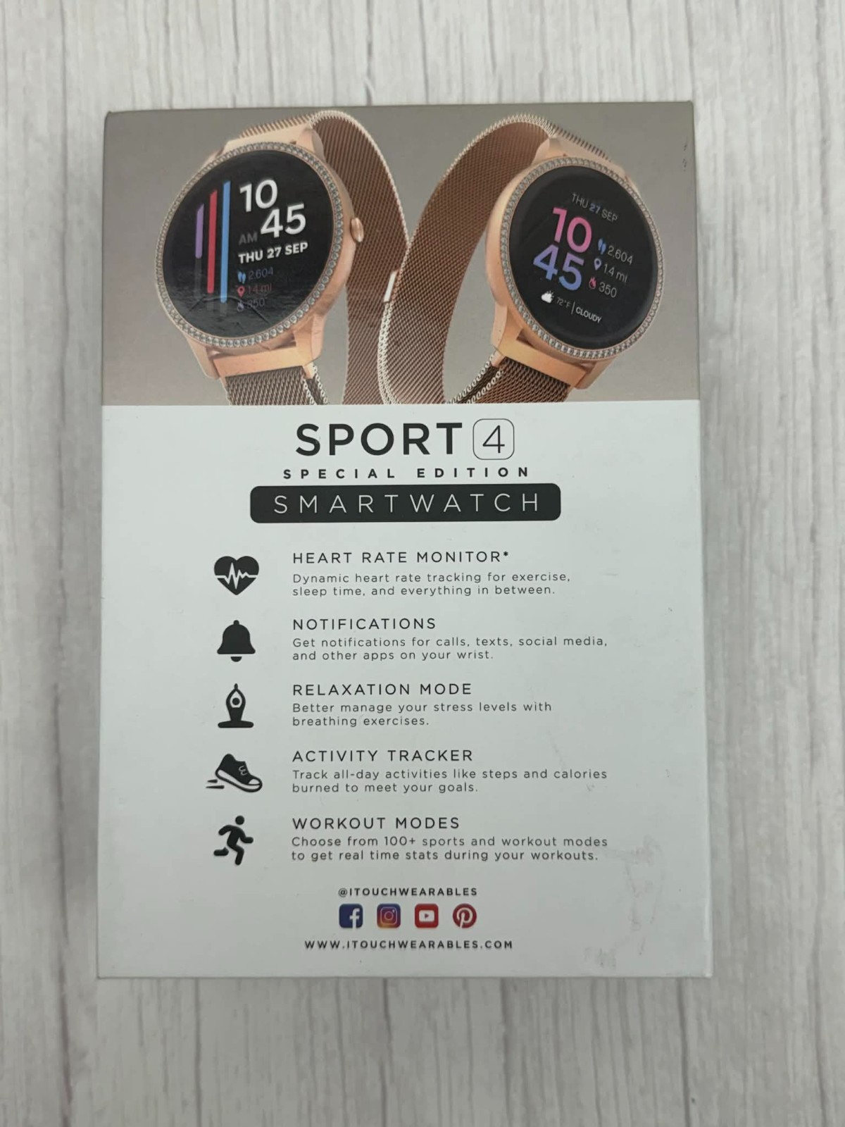 iTouch Sport 4 Unisex Adult Multi-Function Rose Goldtone Smart Watch TP4E02-C29