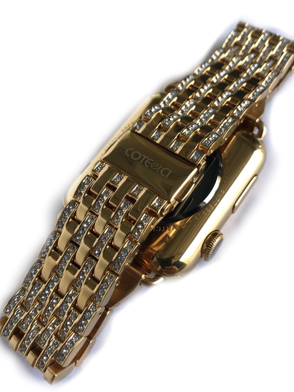 24K Gold Plated 42MM Apple Watch SERIES 2 Gold Links Band w Diamond Rhinestone