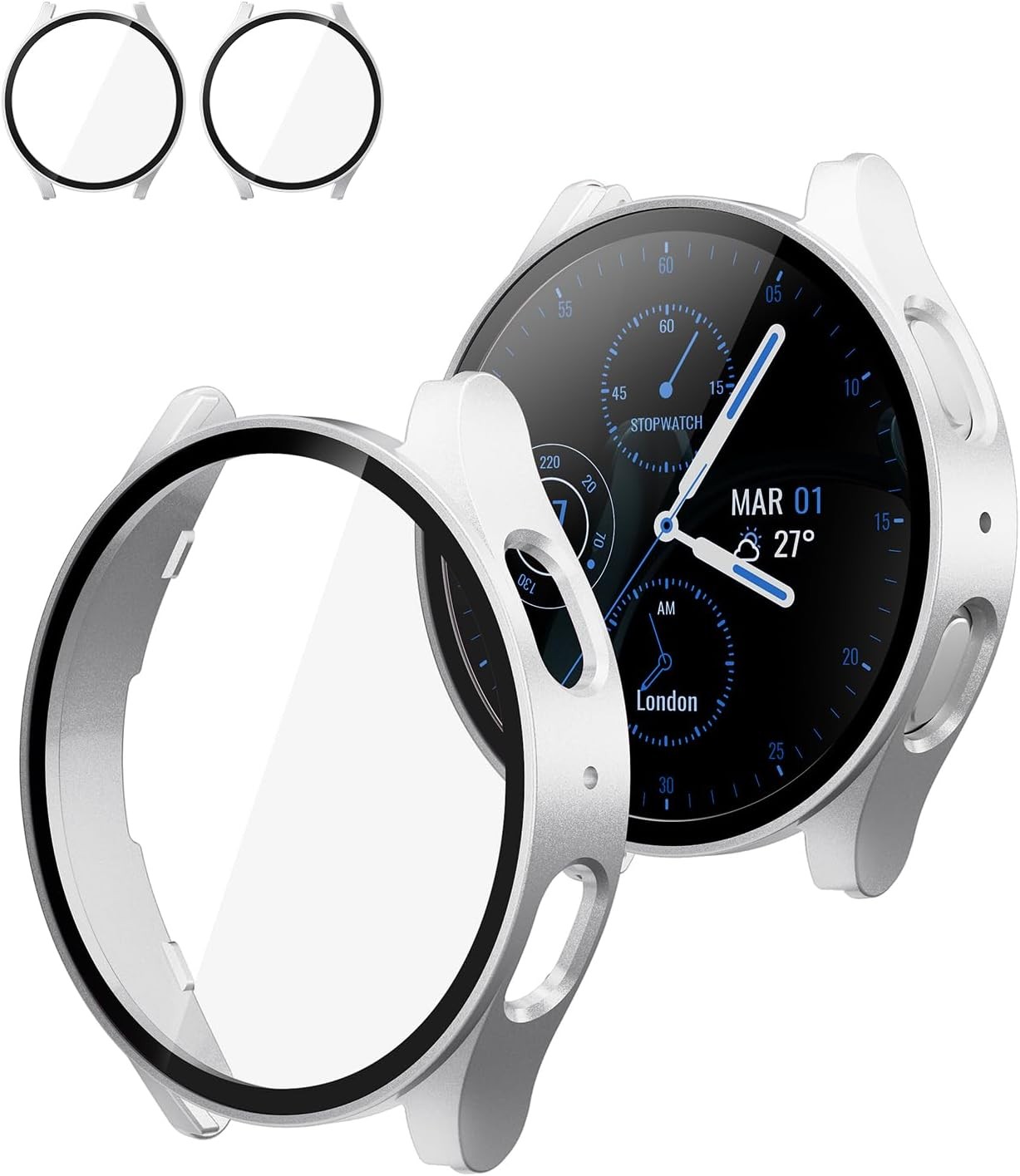 2Pack PC Only Case for Samsung Galaxy Watch 7 40mm with Tempered Glass Protector