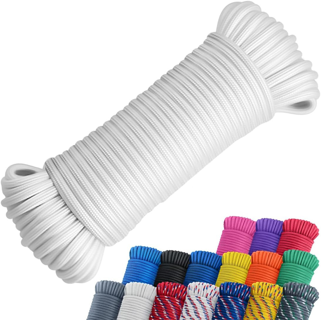 SMART&CASUAL 100 Ft 1/4″ Polyester Rope (Comparable to Nylon Rope) Poly Strong U
