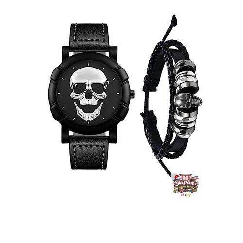 Seiko Skull Bangle Men’s Watch Set (2 Pieces): Steam Age Punk Style Watch Men’s