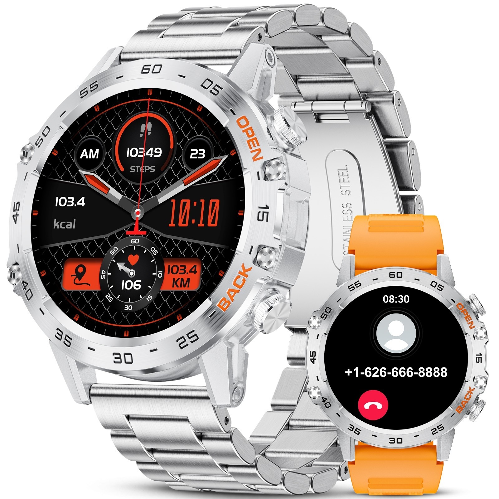 Military Smart Watch for Men Bluetooth Call Receive/Dial Rugged Fitness Tracker