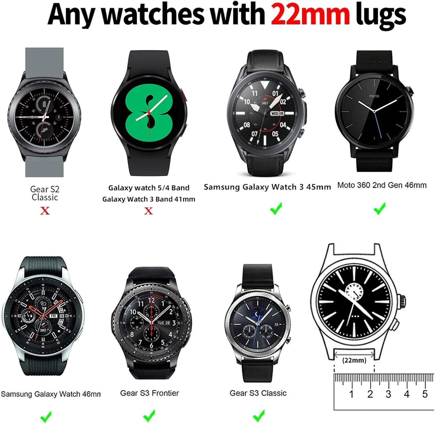 22mm Silicone Watch Only Strap in Anthracite for Samsung Galaxy Watch 46mm,
