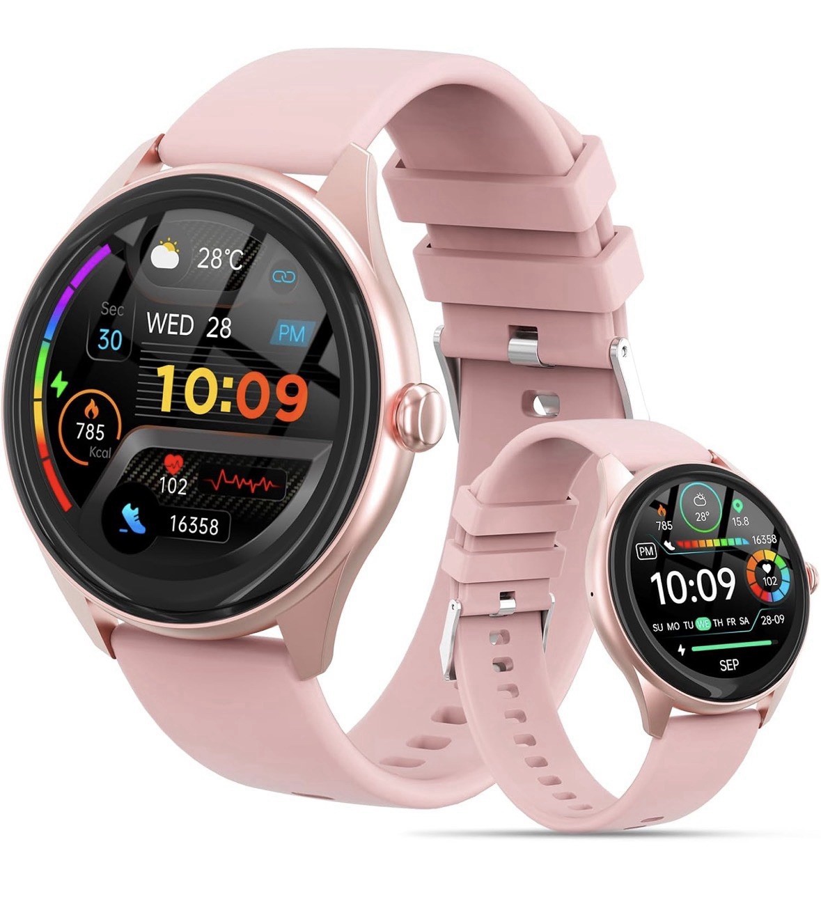 Pink Smart Watch 1.39” HD Bluetooth Call AI Voice 120 Sports iPhone Android