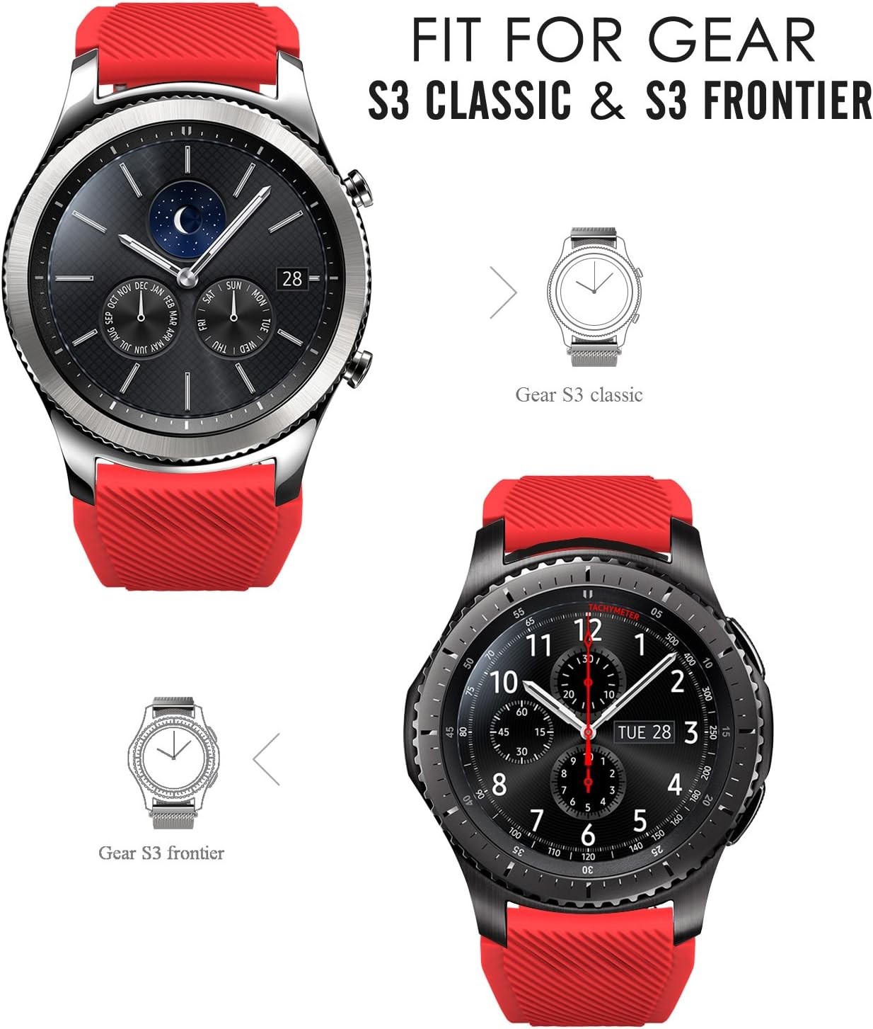 Case For Samsung Galaxy Watch 3 45mm/Galaxy Watch 46mm/Gear S3 22mm Silicone Str