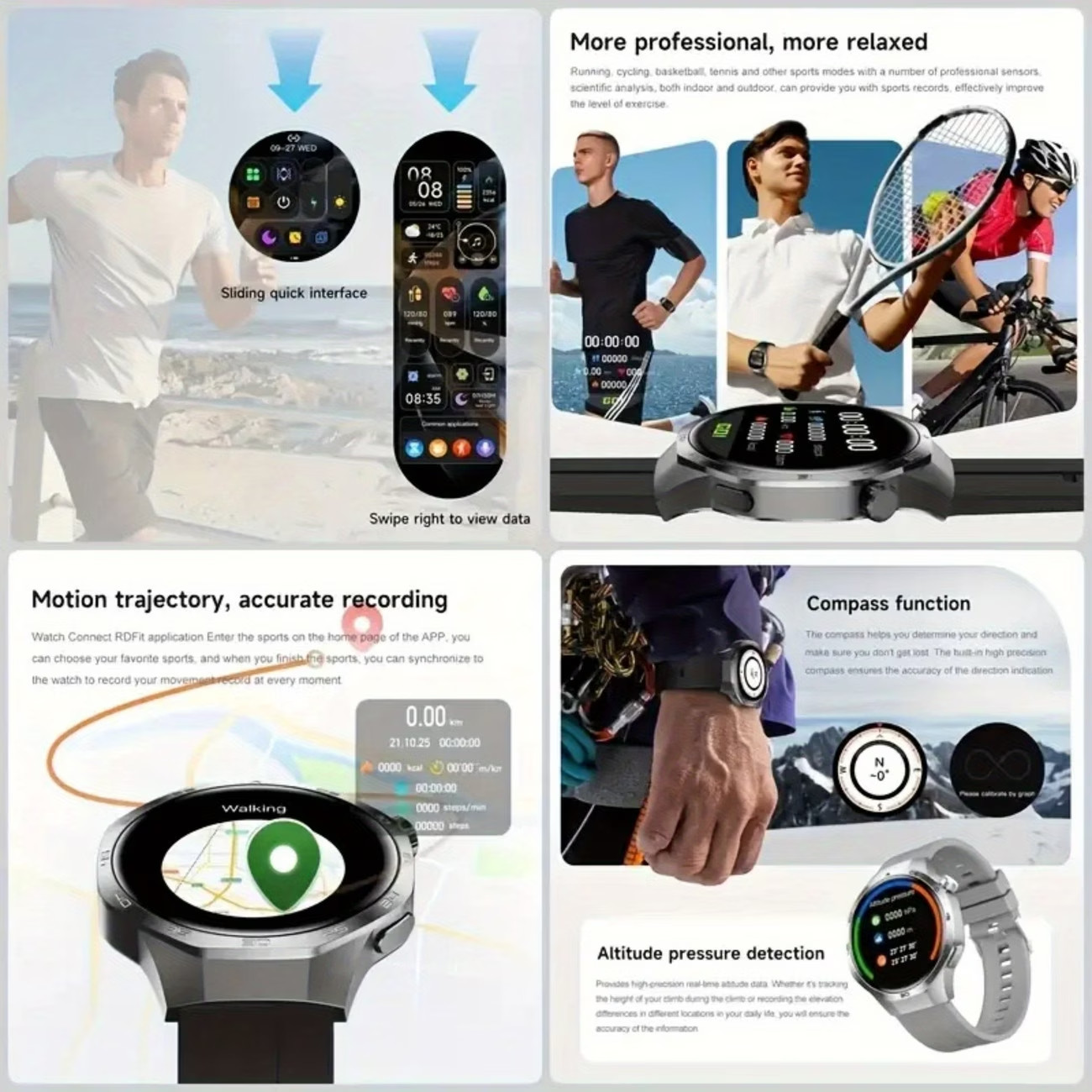 Smart Watch 2.01″ Round HD Display Bluetooth Calling Sleep Tracker iOS Android