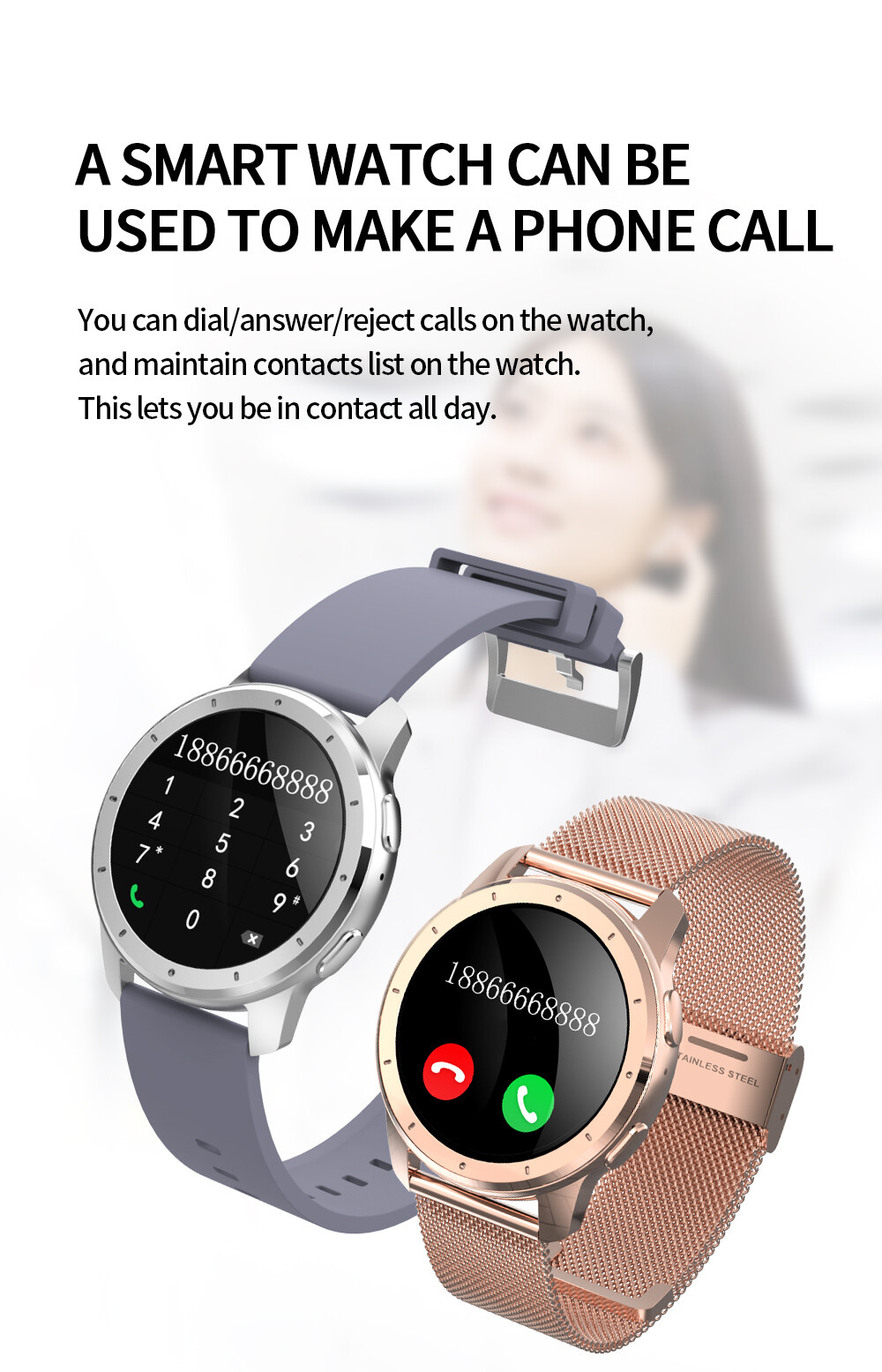 Luxury Men Smart Watch Bluetooth Call Message Reminder Music Smart Bracelet