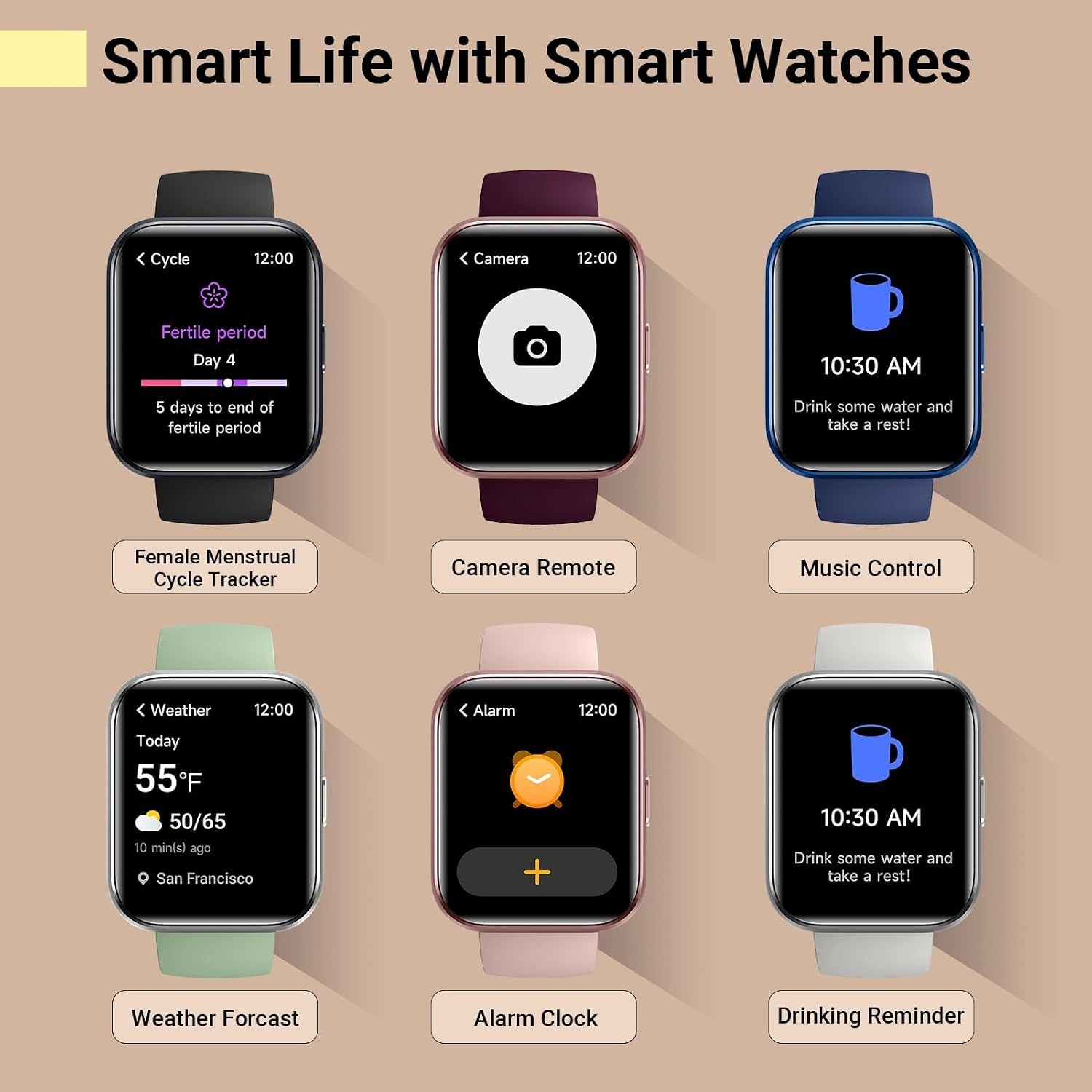 Elegant 1.8” Smartwatch for Women with Alexa – Fitness & Health Tracker