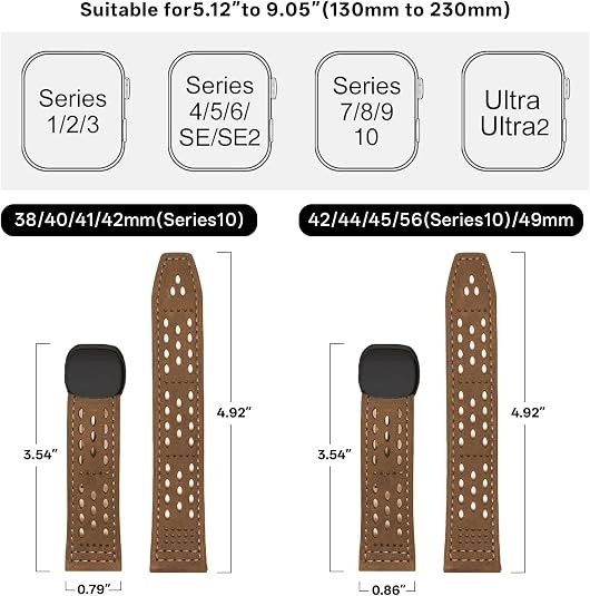 apple watch band (Dark brown/Black, 42/44/45/49(S10 46) MM)